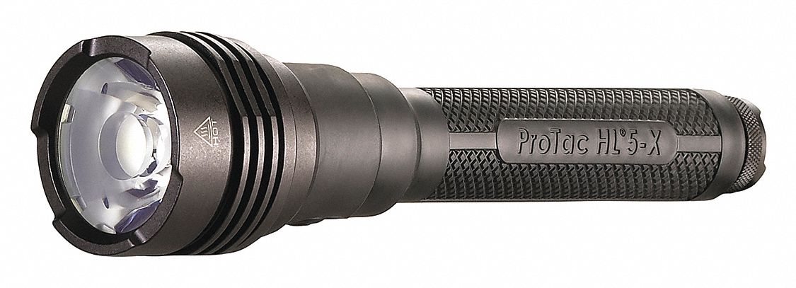 HANDHELD FLASHLIGHT, LED, 2500 LUMENS, 385 M BEAM, BLACK, 9.53 IN L, 1.24 IN DIA, ALUMINUM/GLASS
