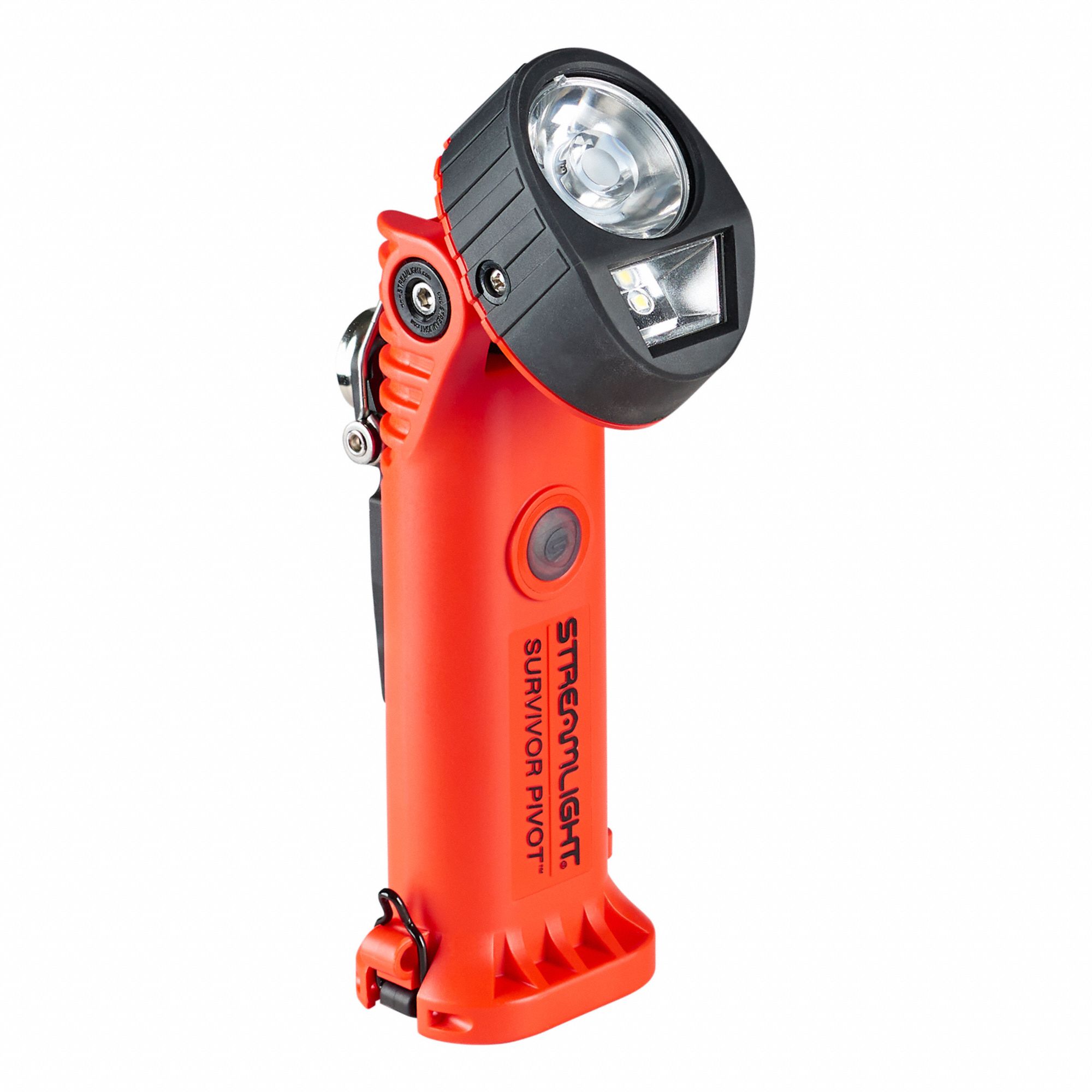 FLASHLIGHT,POLYMER,7 7/8 IN L,ORANGE