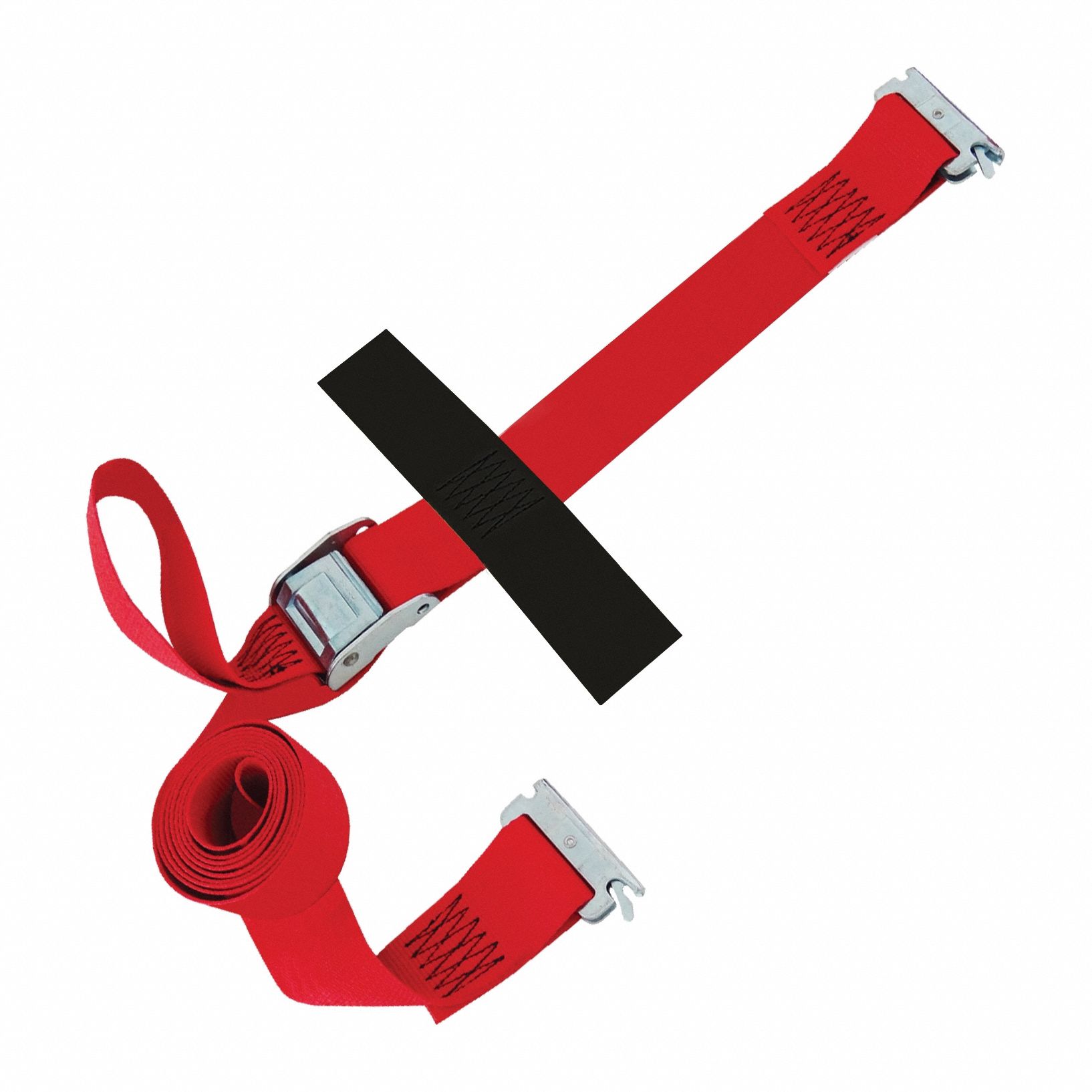 Tie Down Strap: Cam Buckle, E-Track, Gen Purpose, 2 in Wd, 1, 000 lb WLL, Red, 12 ft Lg