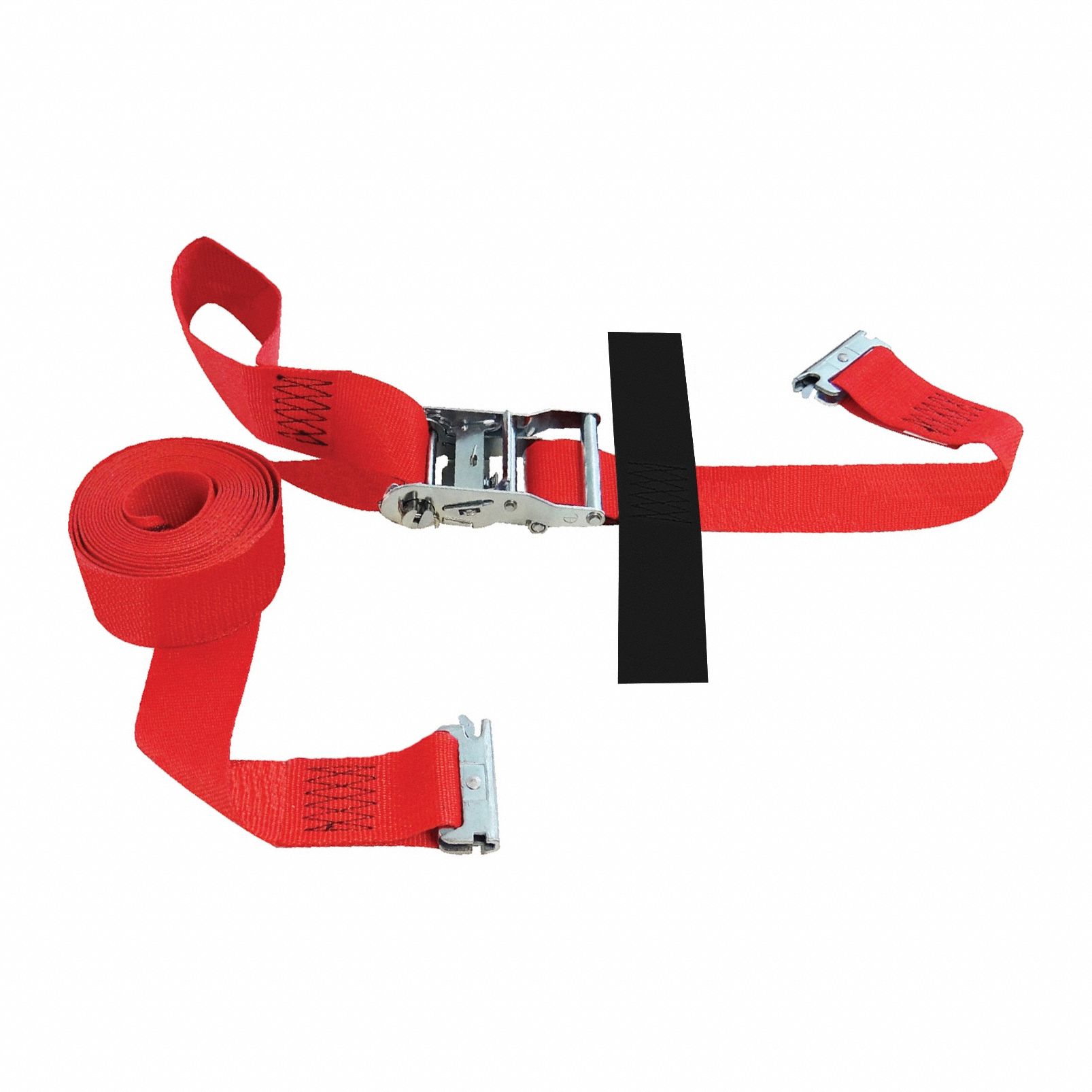 Tie Down Strap: Ratchet, E-Track, Gen Purpose, 2 in Wd, 1, 467 lb WLL, Red, 16 ft Lg