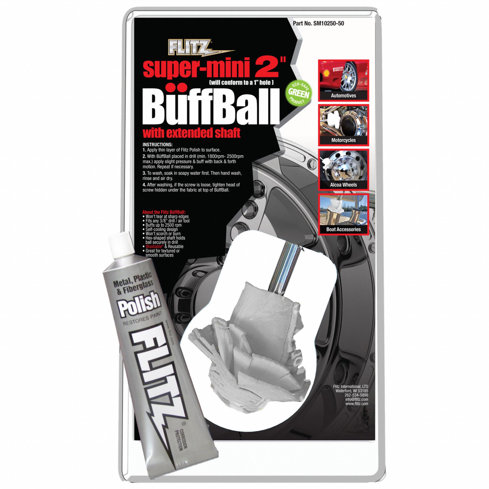 Buffing Ball: Bonnet, Unthreaded Center Hole, Ball, Microfiber
