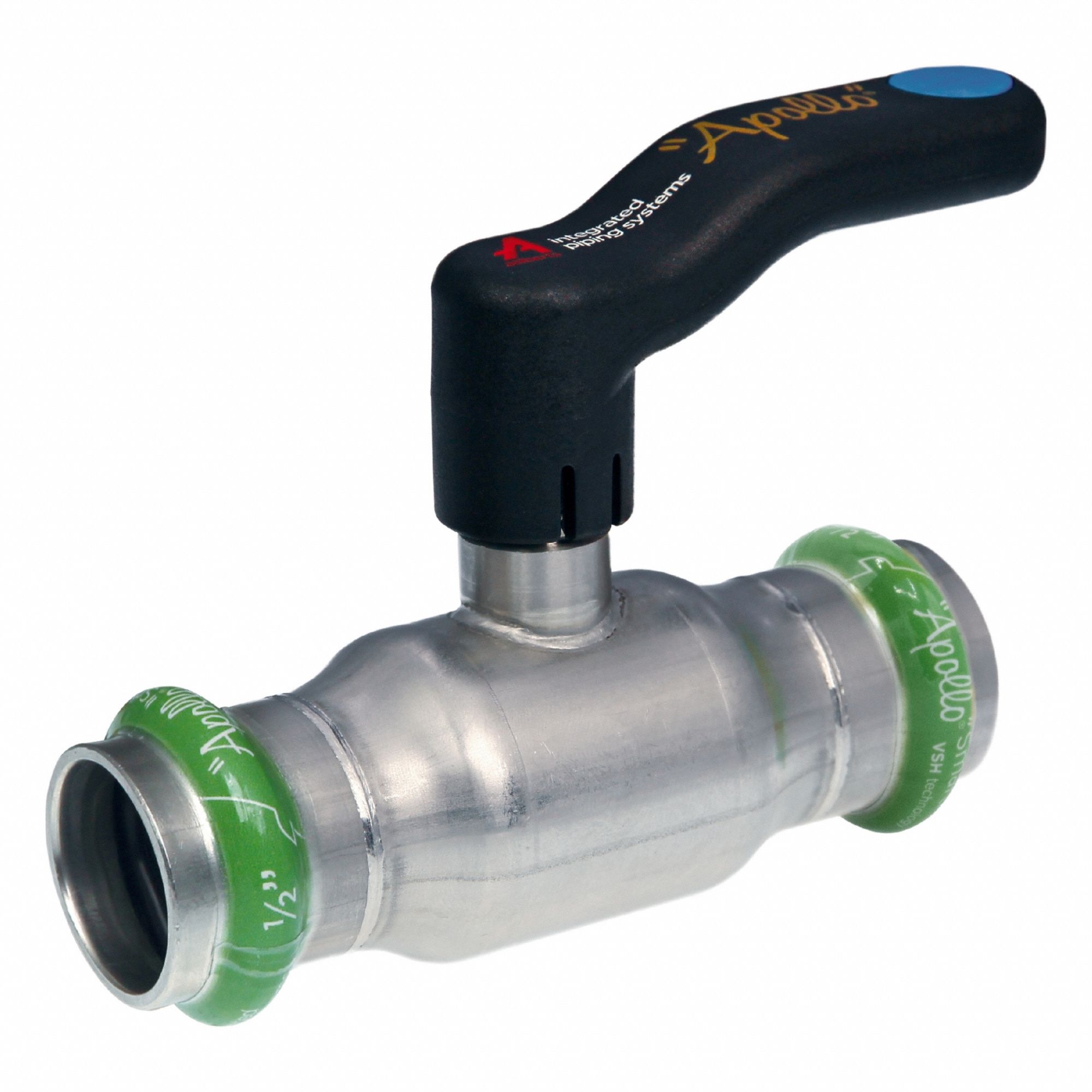 Ball Valve: 1 1/2 in, Stainless Steel, Straight Valve Body, Press x Press, One-Piece, Lever