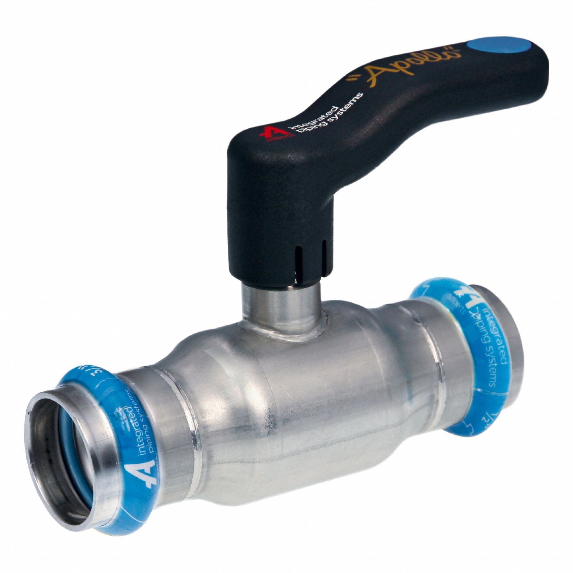Ball Valve: 1 1/2 in, Stainless Steel, Straight Valve Body, Press x Press, One-Piece, Lever