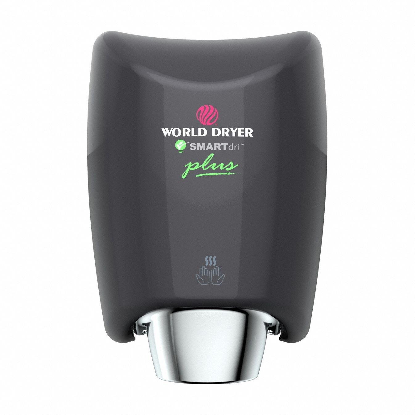 Hand Dryer: SMARTdri Plus, Auto, 8 sec Dry Time, Aluminum, Black, 56 dBA, 110 to 120V AC