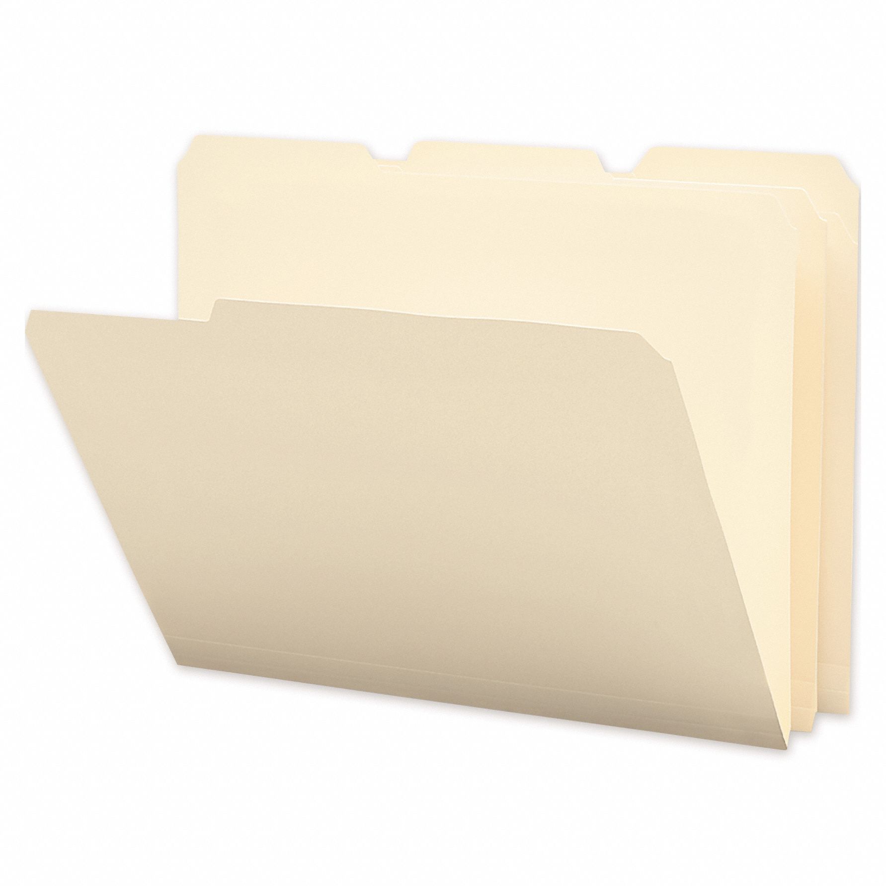 File Folders: 8 1/2 in Ht, 11 in Wd, Manila, Polypropylene, Top Tab Location, 12 PK