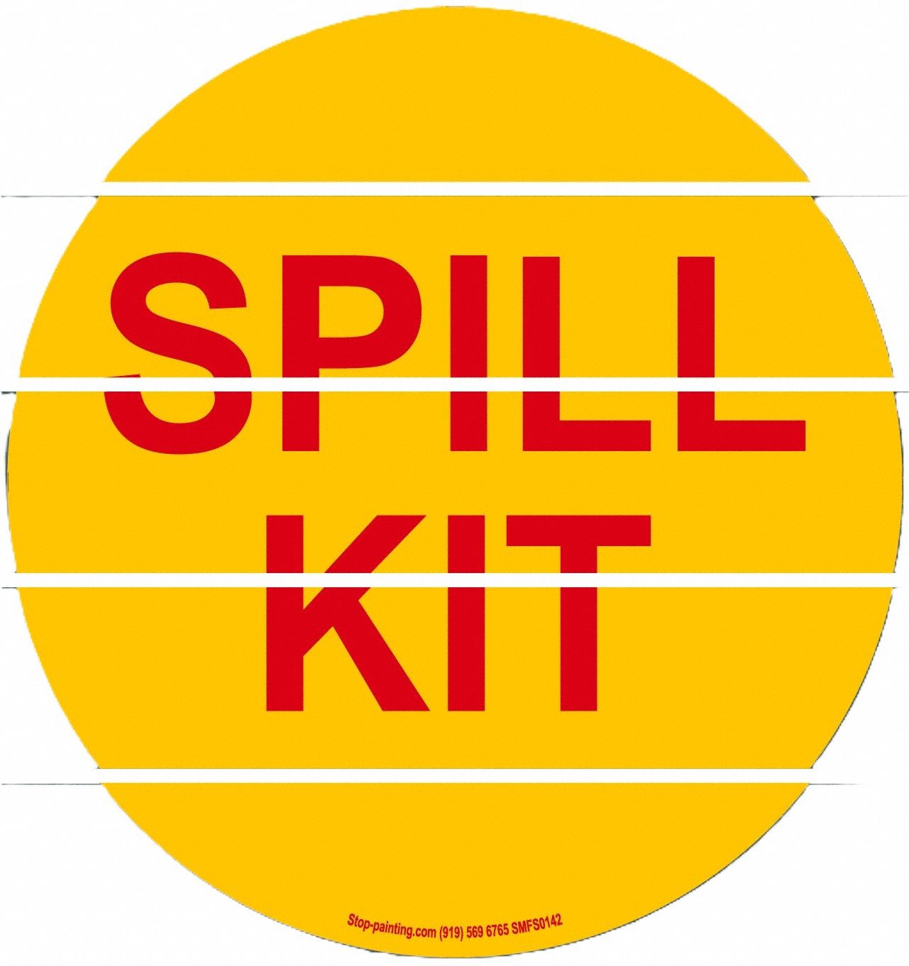 Spill Kit Floor Sign: PVC, Adhesive Sign Mounting, 20 in x 20 in Nominal Sign Size, 32 mil Thick