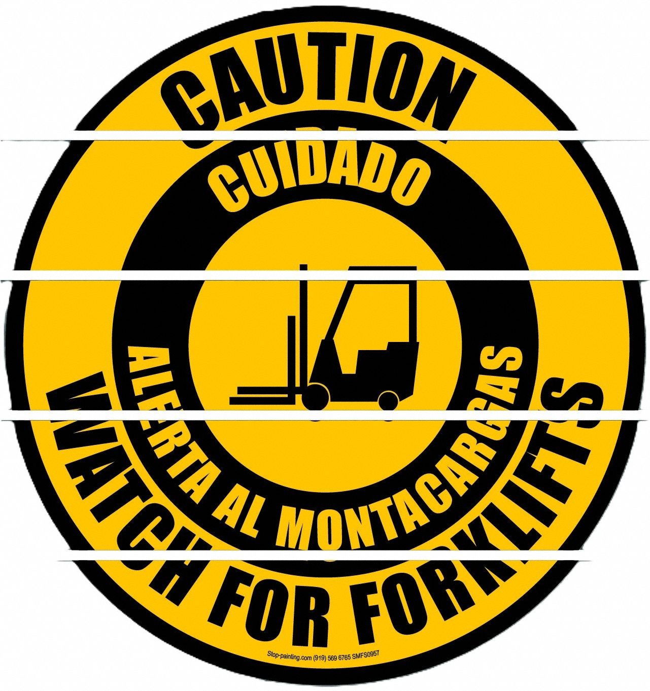 Watch for Forklift Sign: PVC, Adhesive Sign Mounting, 20 in x 20 in Nominal Sign Size, 32 mil Thick