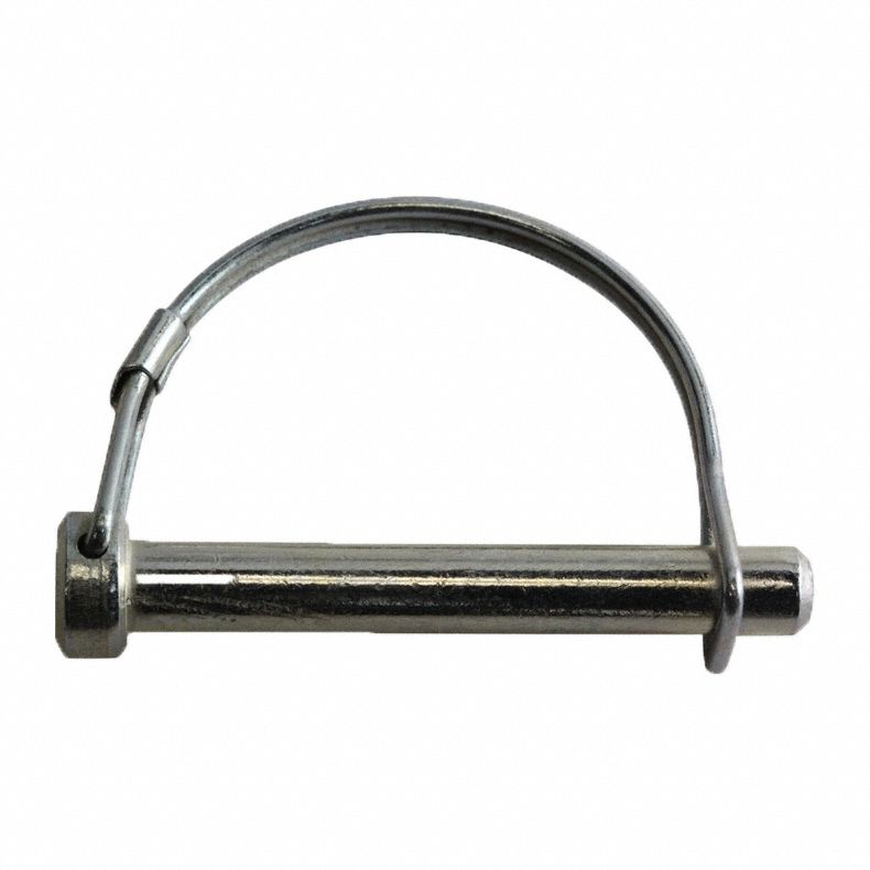 Snap Pin: Inch, 2 3/4 in Shank Lg, 3/8 in Pin Dia, Snap, Round, Steel, Ungraded, Zinc Plated