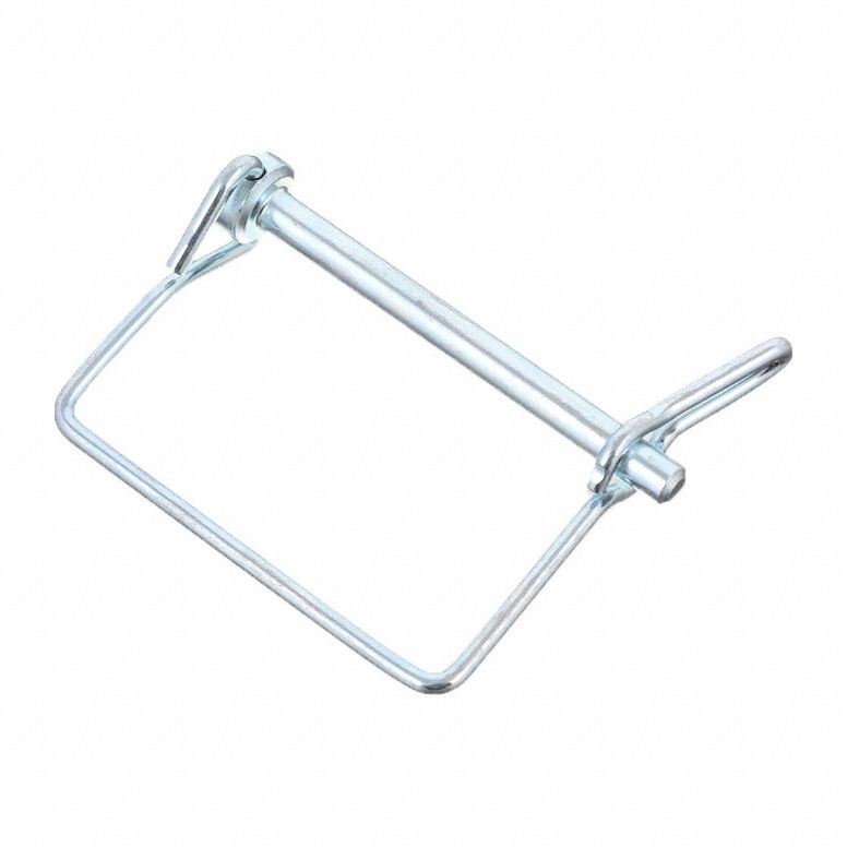 Snap Pin: Inch, 2 3/4 in Shank Lg, 1/4 in Pin Dia, Snap, Square, Steel, Ungraded, Zinc Plated