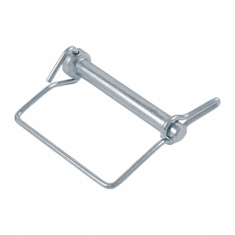 Snap Pin: Inch, 2 3/4 in Shank Lg, 3/8 in Pin Dia, Snap, Square, Steel, Ungraded, Zinc Plated
