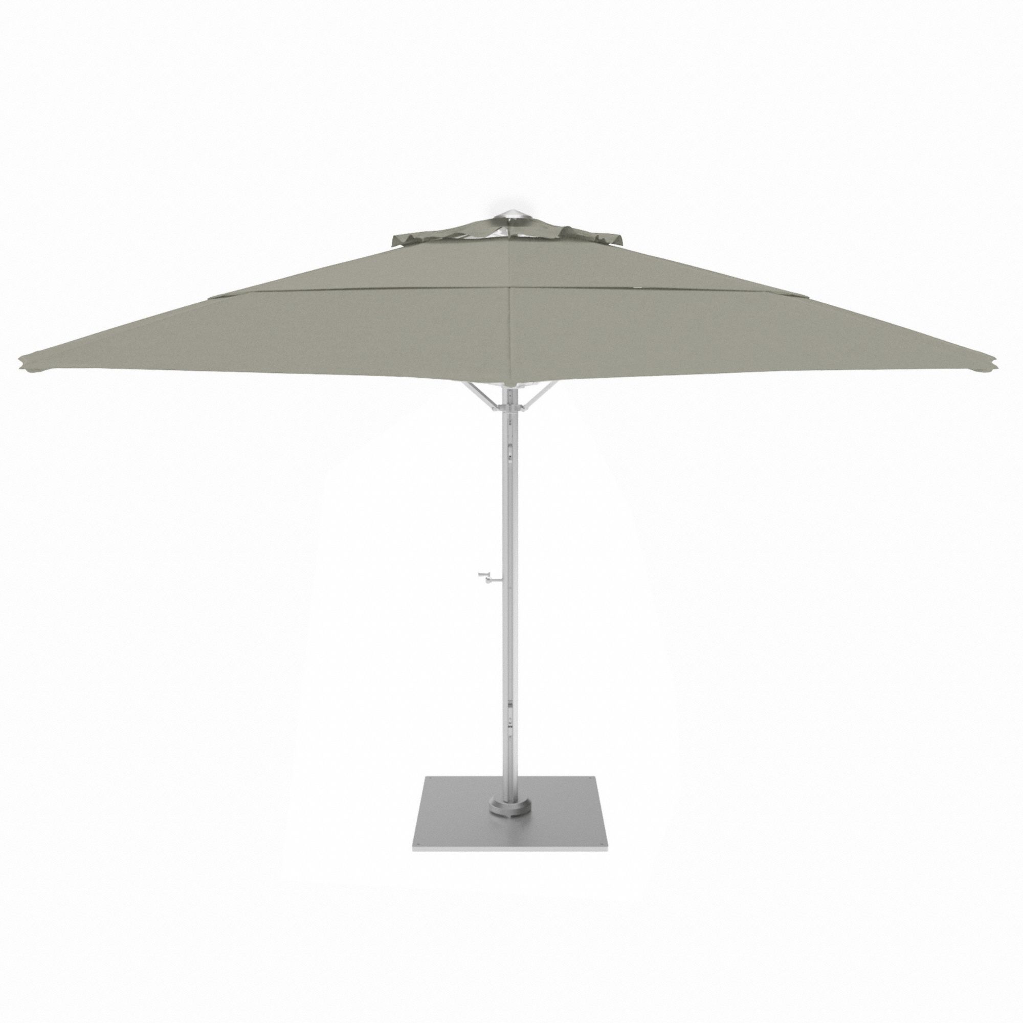 Outdoor Umbrella: Slate gray, Aluminum/Steel, Hand Crank, 156 3/8 in Overall Ht