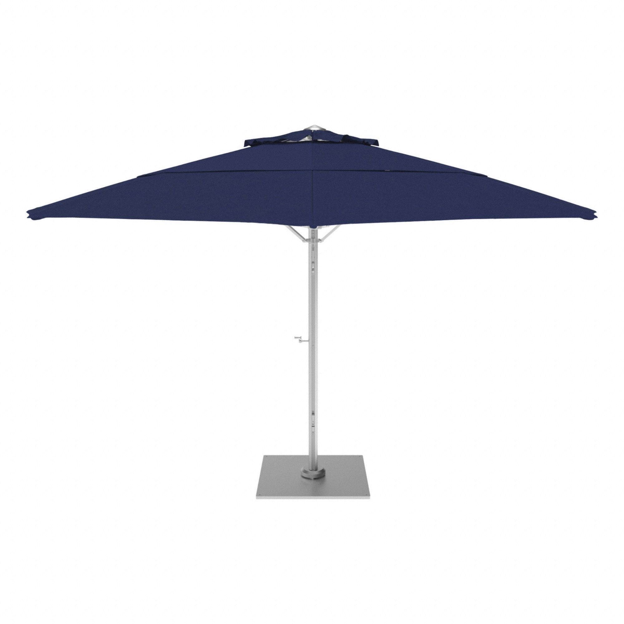 Outdoor Umbrella: Marine Blue, Aluminum/Steel, Hand Crank, 156 3/8 in Overall Ht
