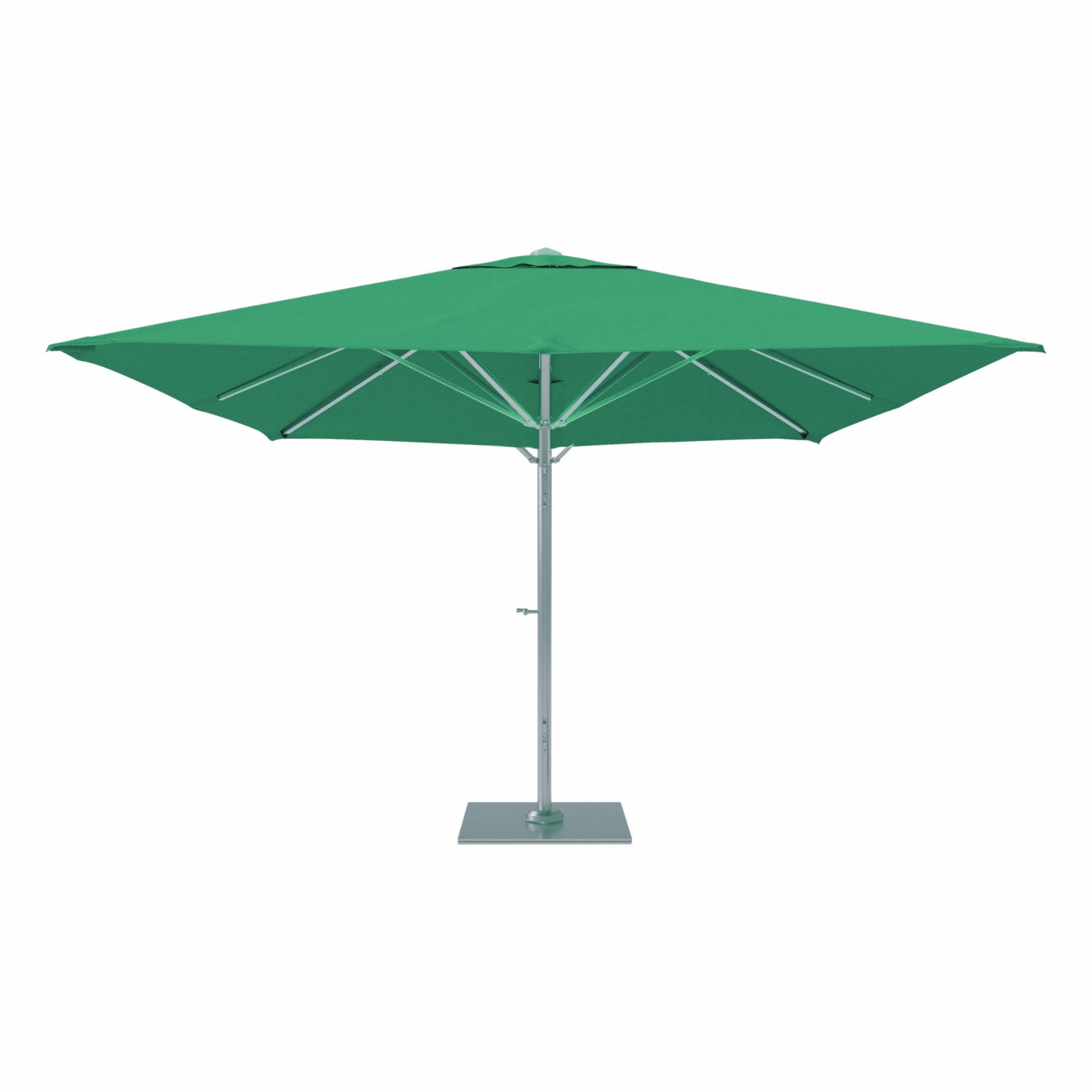 Outdoor Umbrella: Green, Aluminum/Steel, Hand Crank, 145 1/8 in Overall Ht