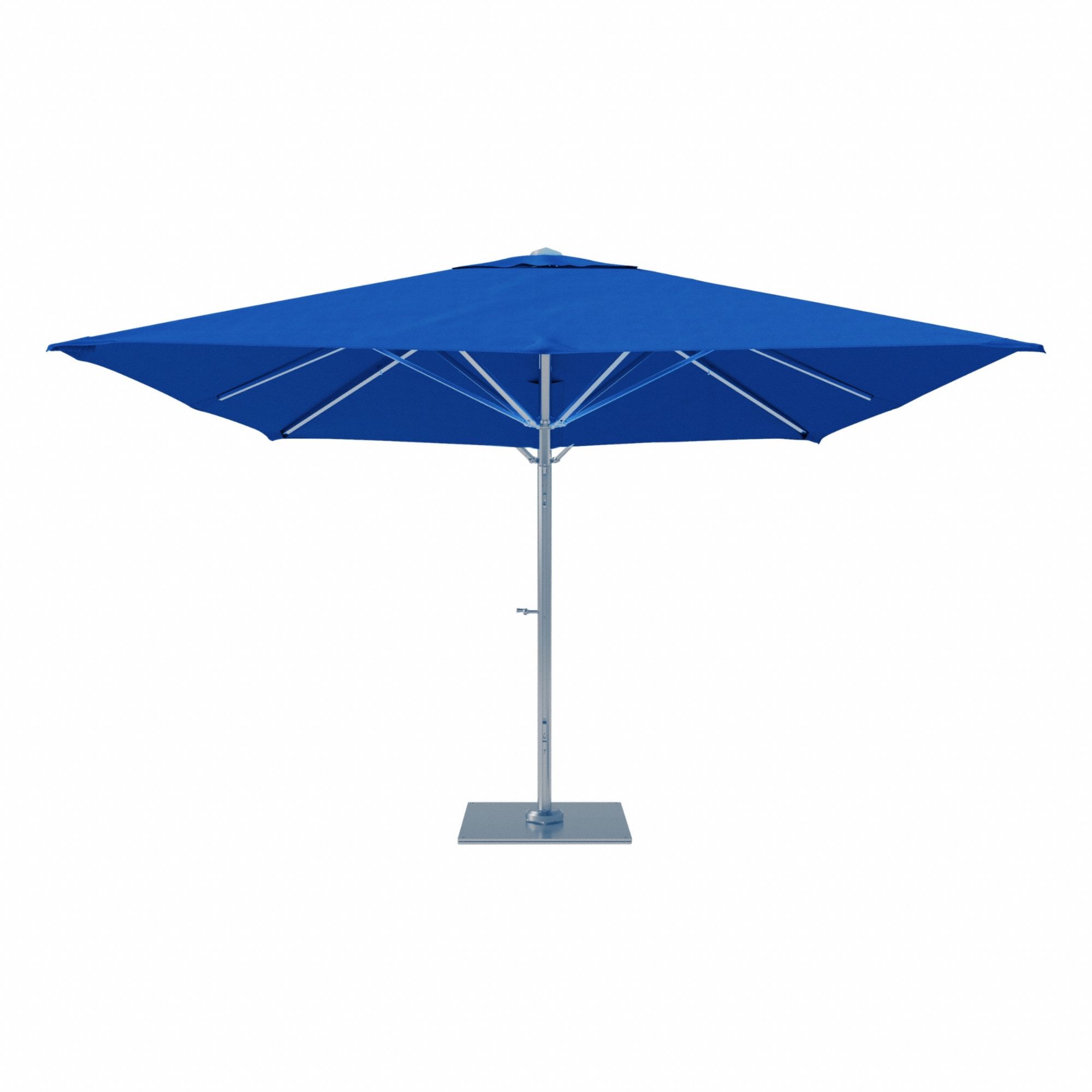 Outdoor Umbrella: Blue, Aluminum/Steel, Hand Crank, 145 1/8 in Overall Ht