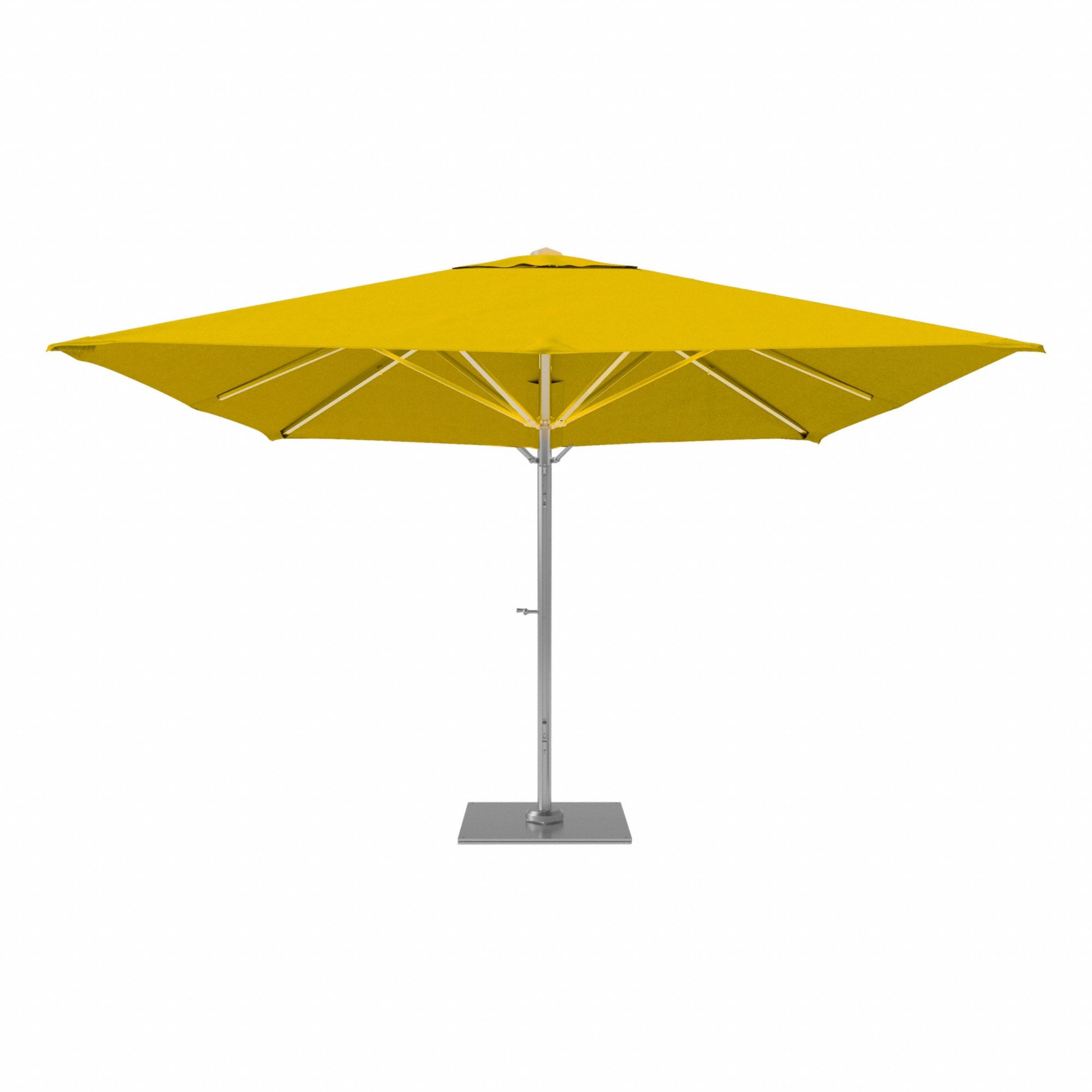 Outdoor Umbrella: Yellow, Aluminum/Steel, Hand Crank, 145 1/8 in Overall Ht