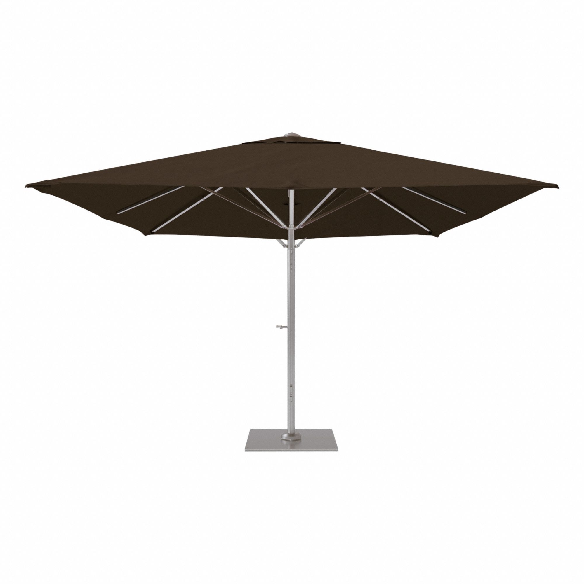 Outdoor Umbrella: Brown, Aluminum/Steel, Hand Crank, 145 1/8 in Overall Ht