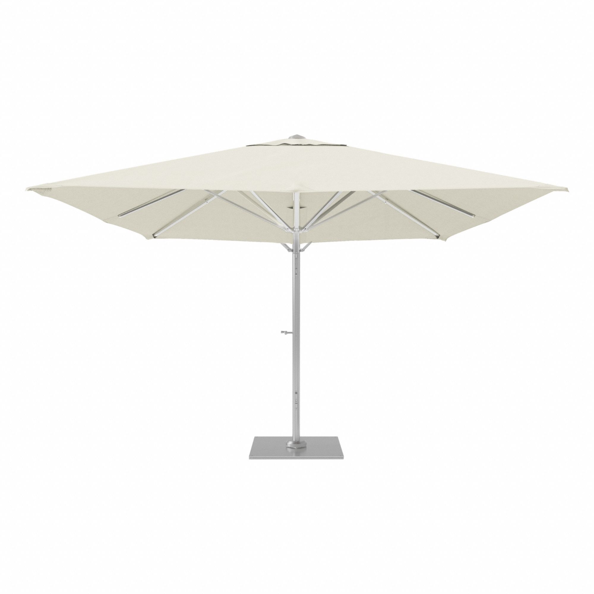 Outdoor Umbrella: White, Aluminum/Steel, Hand Crank, 145 1/8 in Overall Ht