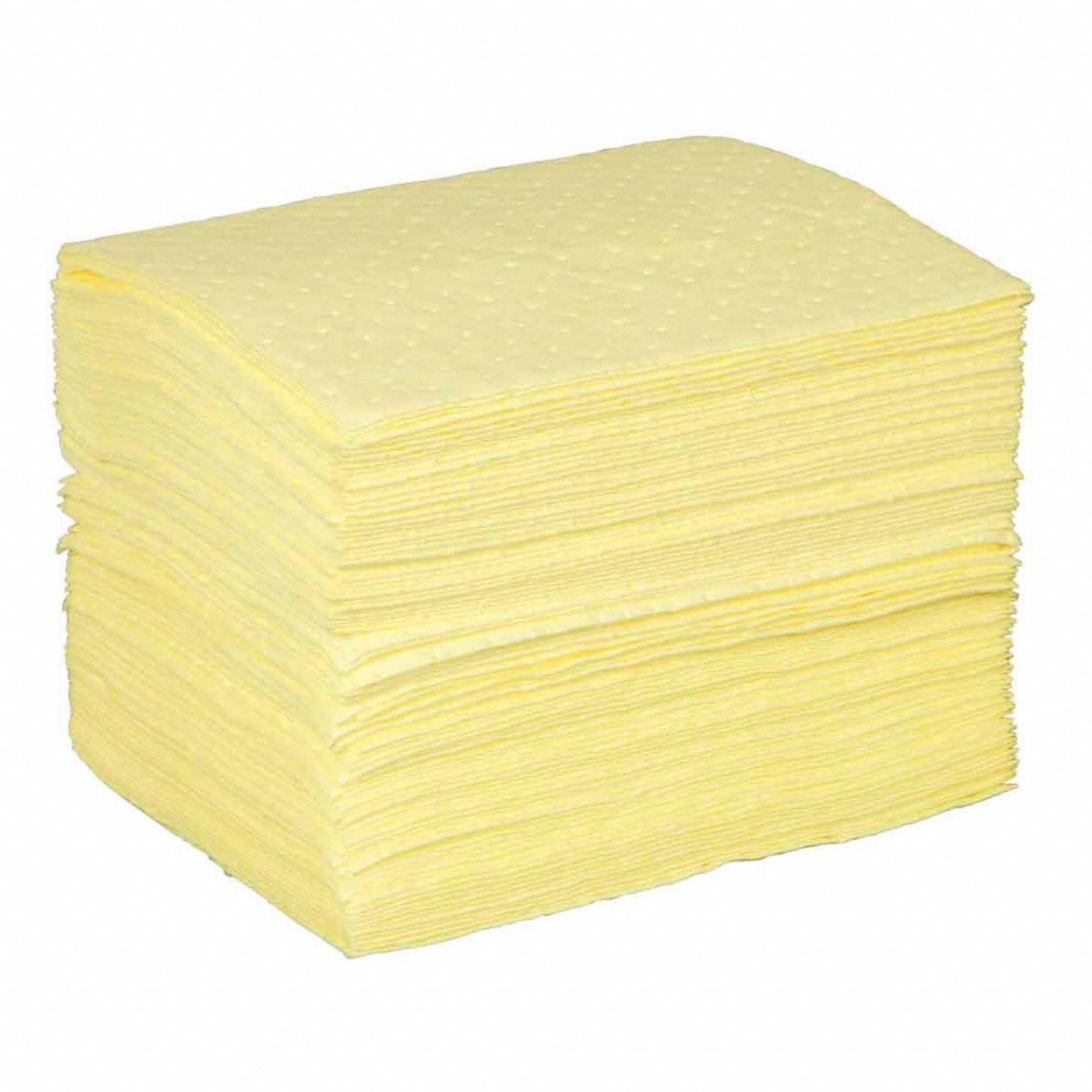 ABSORBENT PAD, HAZMAT, HEAVY, YELLOW, 17 X 15 IN, 20 GALLON, POLYPROPYLENE