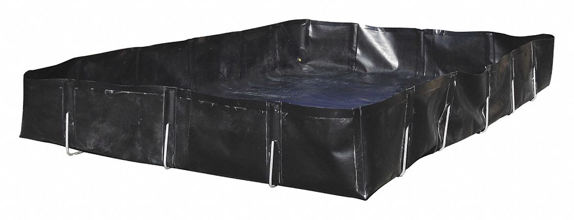 BERM, 53.89 GALLON CAP, DURABLE, CHEM RESIST, BLACK, 36 X 36 X 4 IN, XR5