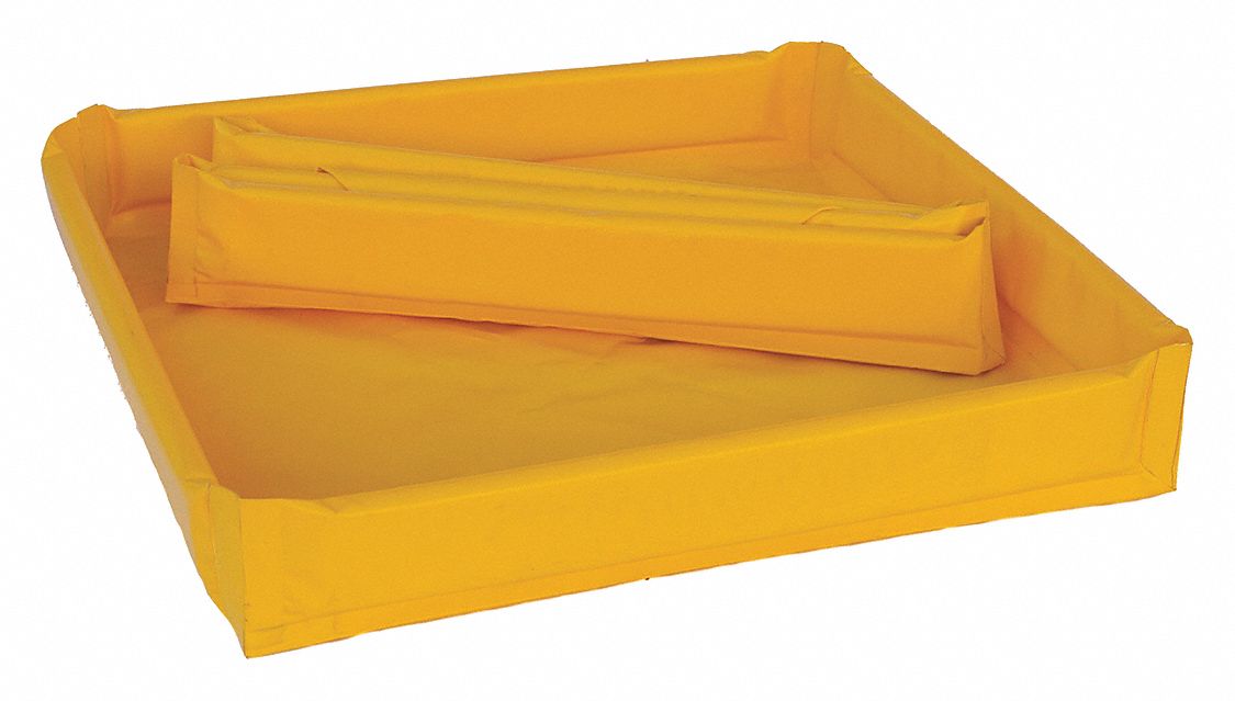 BERM, 8.9 GALLON CAP, FOAM SIDEWALLS, COLLAPSIBLE, YELLOW, 36 X 36 X 6 IN, PVC