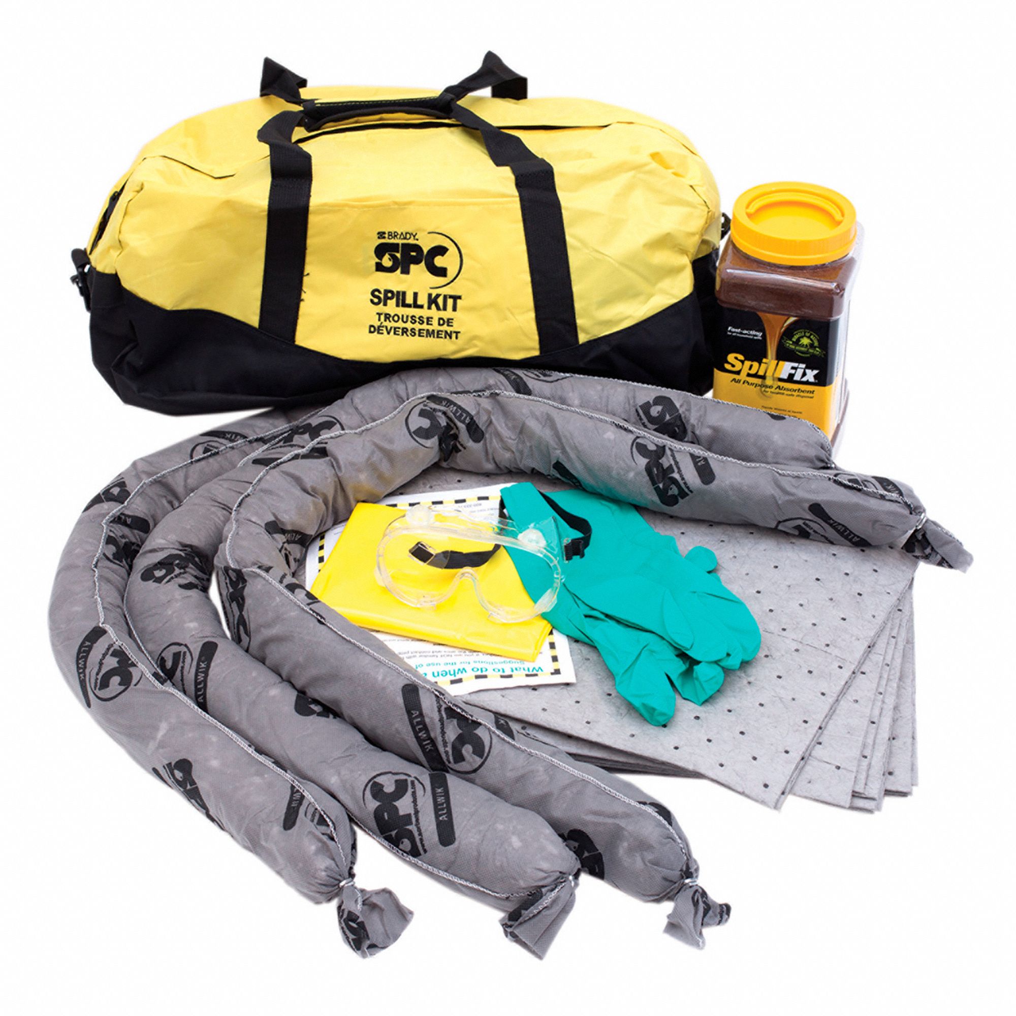 SPILL KIT, YELLOW, 8 GAL CAPACITY, 24 IN WIDTH, 11 IN HEIGHT, 15 PADS INCLUDED