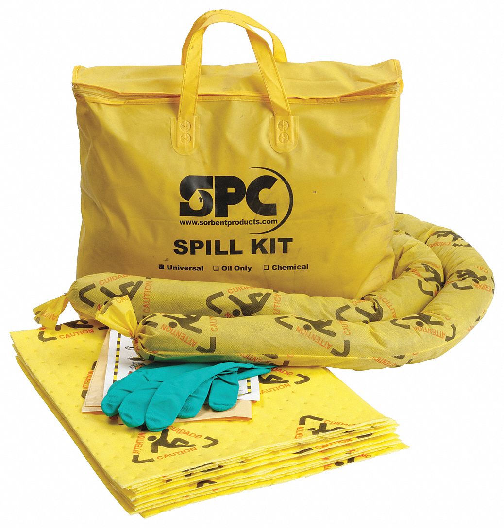 SPILL KIT, YELLOW, 5 GAL CAPACITY, 20 IN WIDTH, 16 IN HEIGHT, 10 PADS INCLUDED