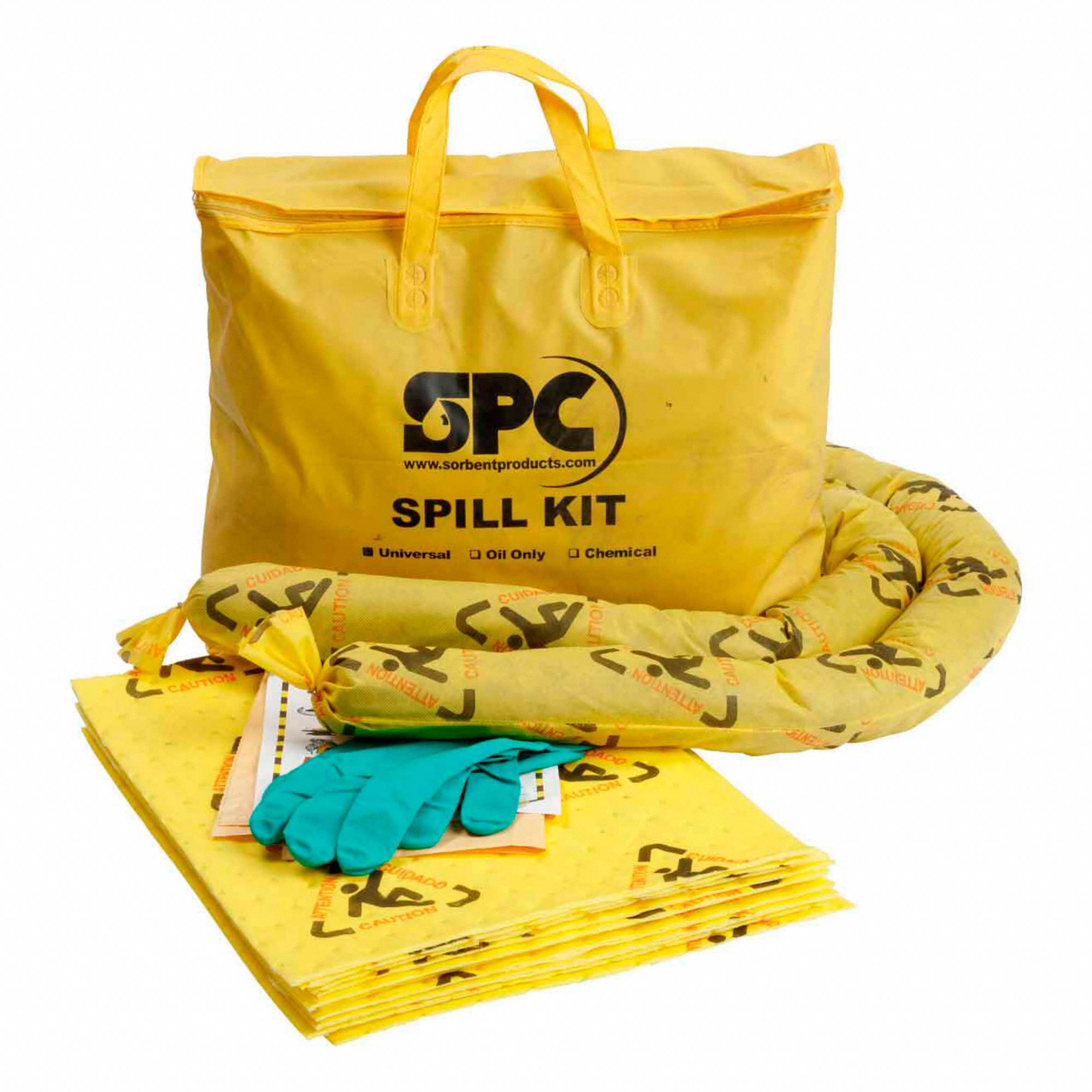 SPILL KIT, YELLOW, 5 GAL CAPACITY, 20 IN WIDTH, 16 IN HEIGHT, 10 PADS INCLUDED