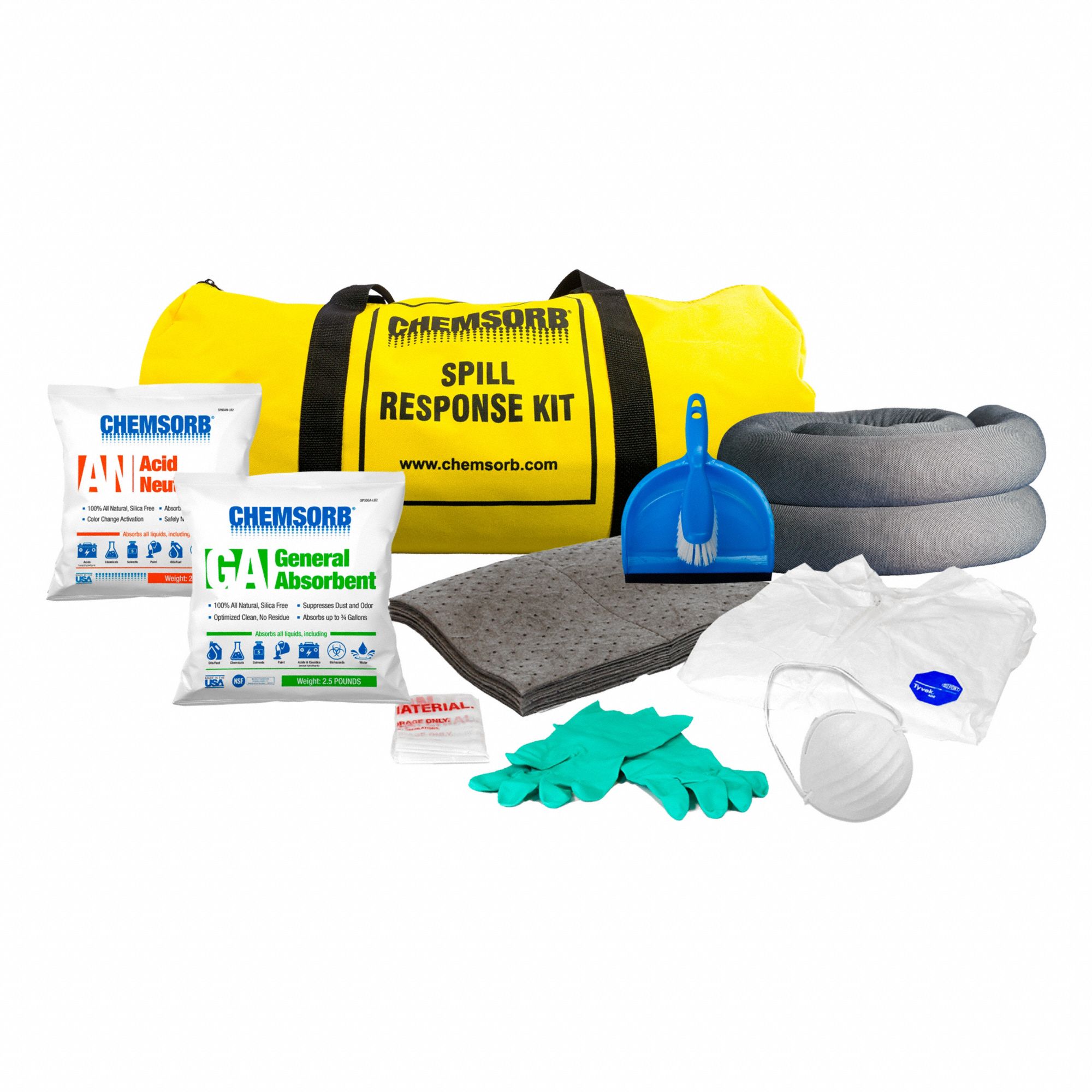 CHEMSORB, 10 gal Container Capacity, Bag, Laboratory Spill Kit - 414KW1 ...