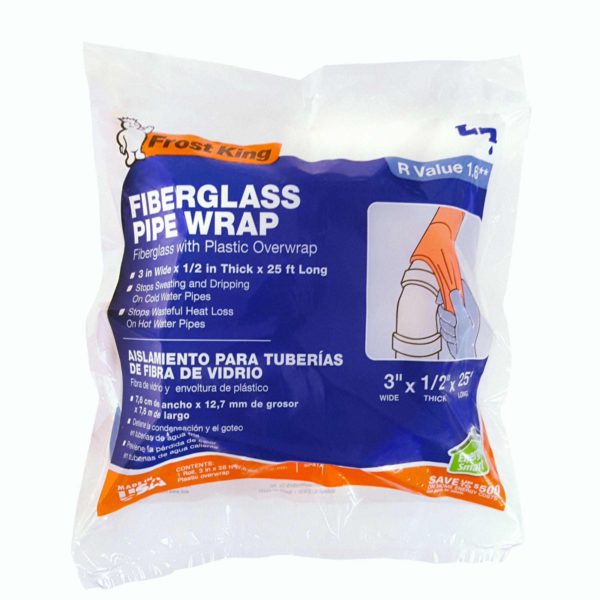 Frost King Fiberglass Pipe Insulation 3/4 x 3