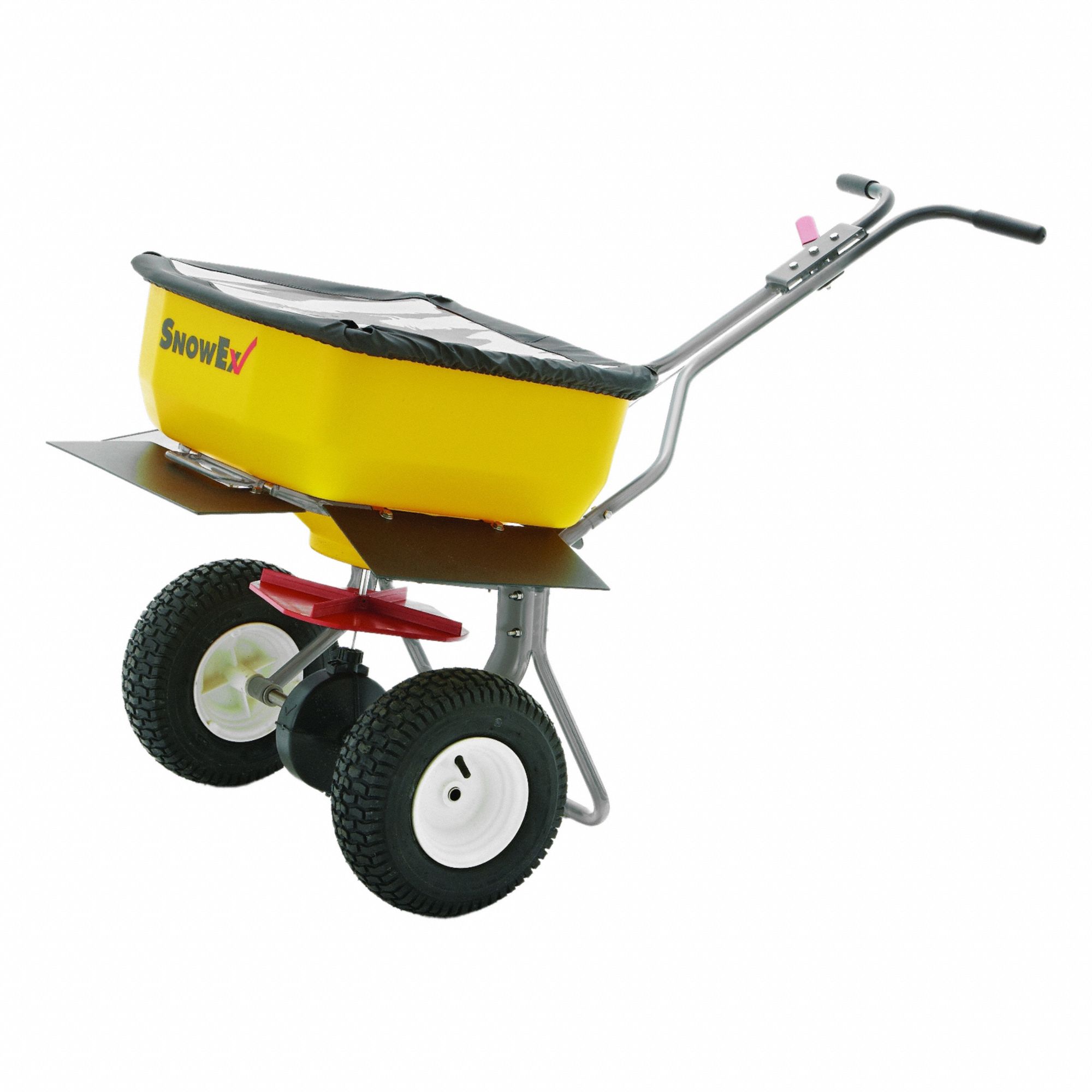 Manual Walk-Behind Spreader: Snow Removal and De-Icing, 160 lb Capacity, Stainless Steel