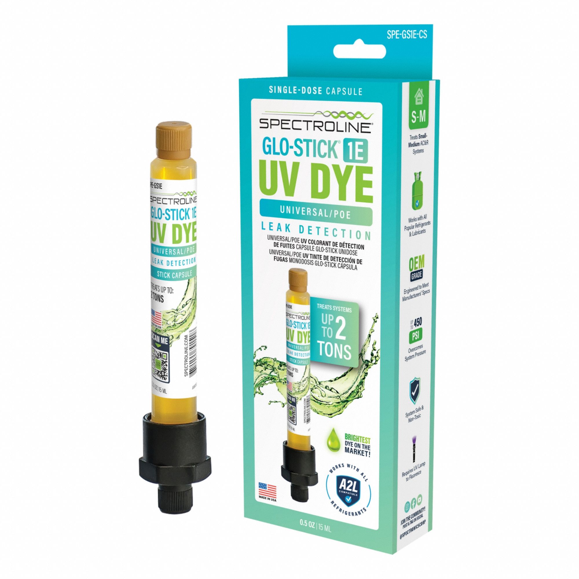 Fluorescent Dye: 2 ton Compatible System Size, 0.5 oz, Cartridge