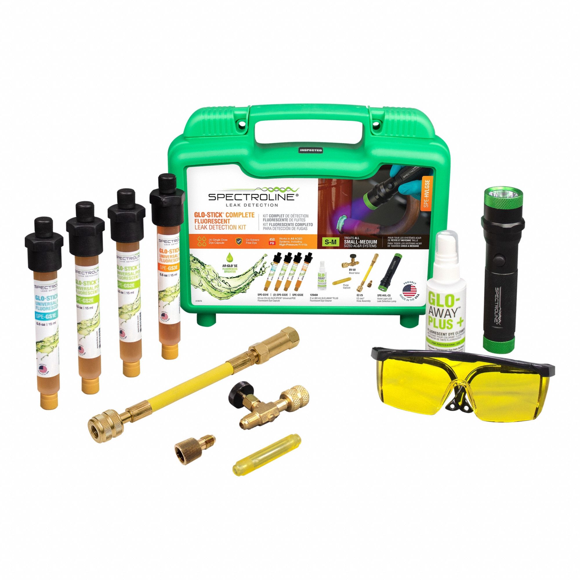 Fluorescent Leak Detection Kit: 2 oz Compatible System Size, 0.5 oz, Cartridge, Green