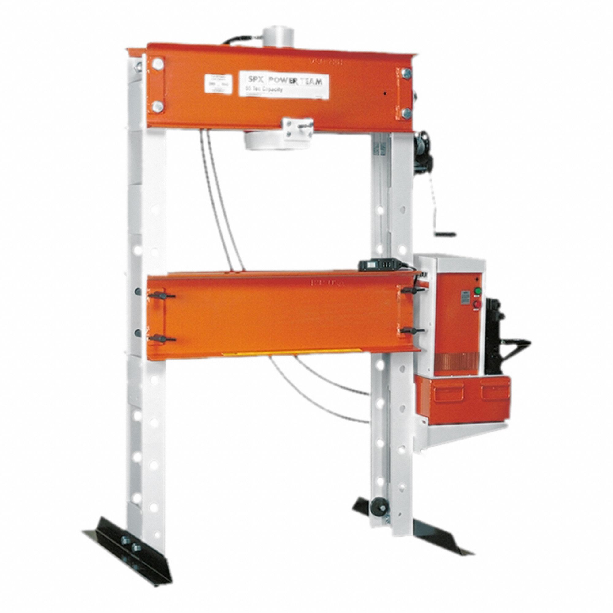 POWER TEAM Hydraulic Presses: Electric, H-Frame, 55 ton, 240V AC (MPN SPE5513DS). Key specifications — attr1088191: 230V AC; attr1088151: POWER TEAM.