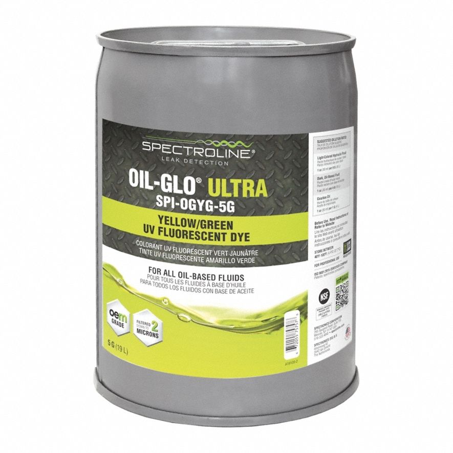 Fluorescent Dye: 5 gal, Can, Yellow/Green