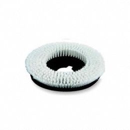 Floor Machine Brush: Round, 11 in Brush Dia, For Machine Size 11 in, Polypropylene, White