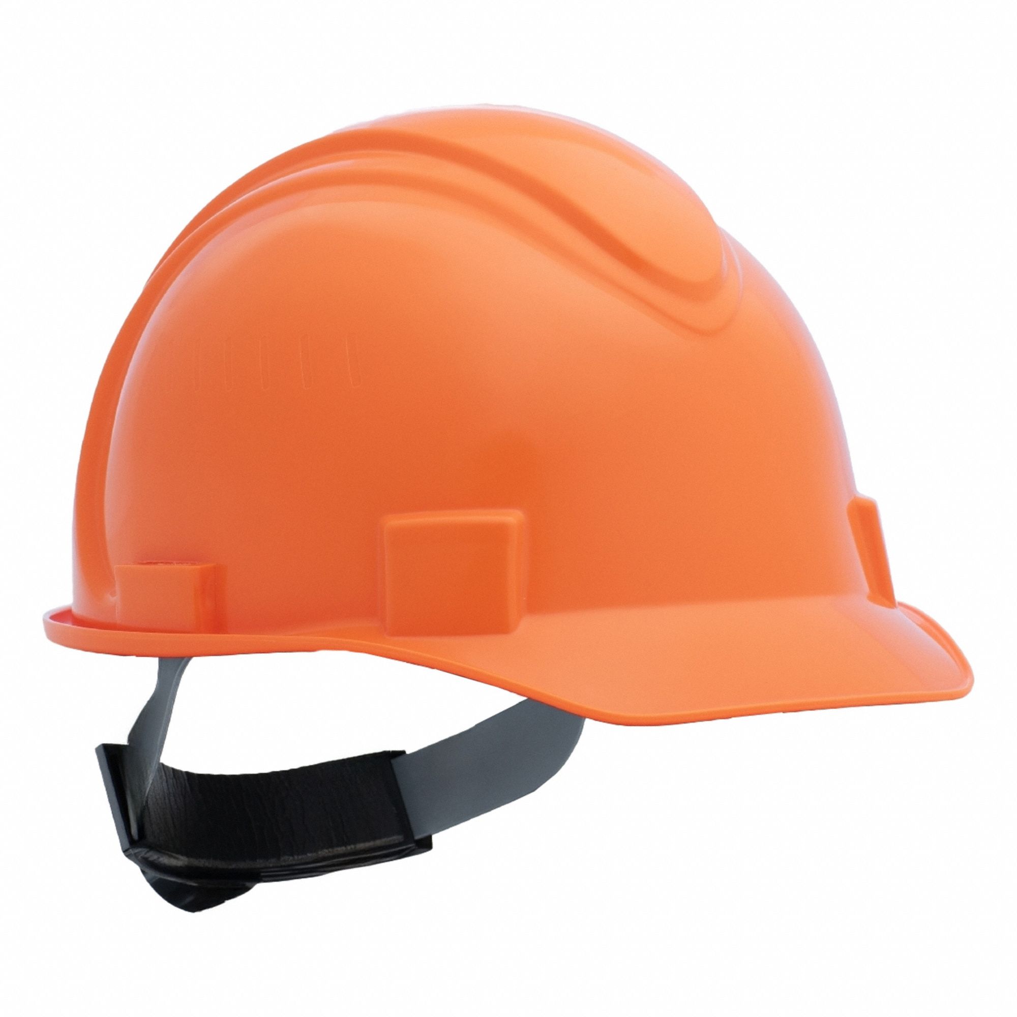 Hard Hat: Orange, No Graphics, Ratchet (4-Point), Ratchet, Polyethylene, Solid, Ratchet
