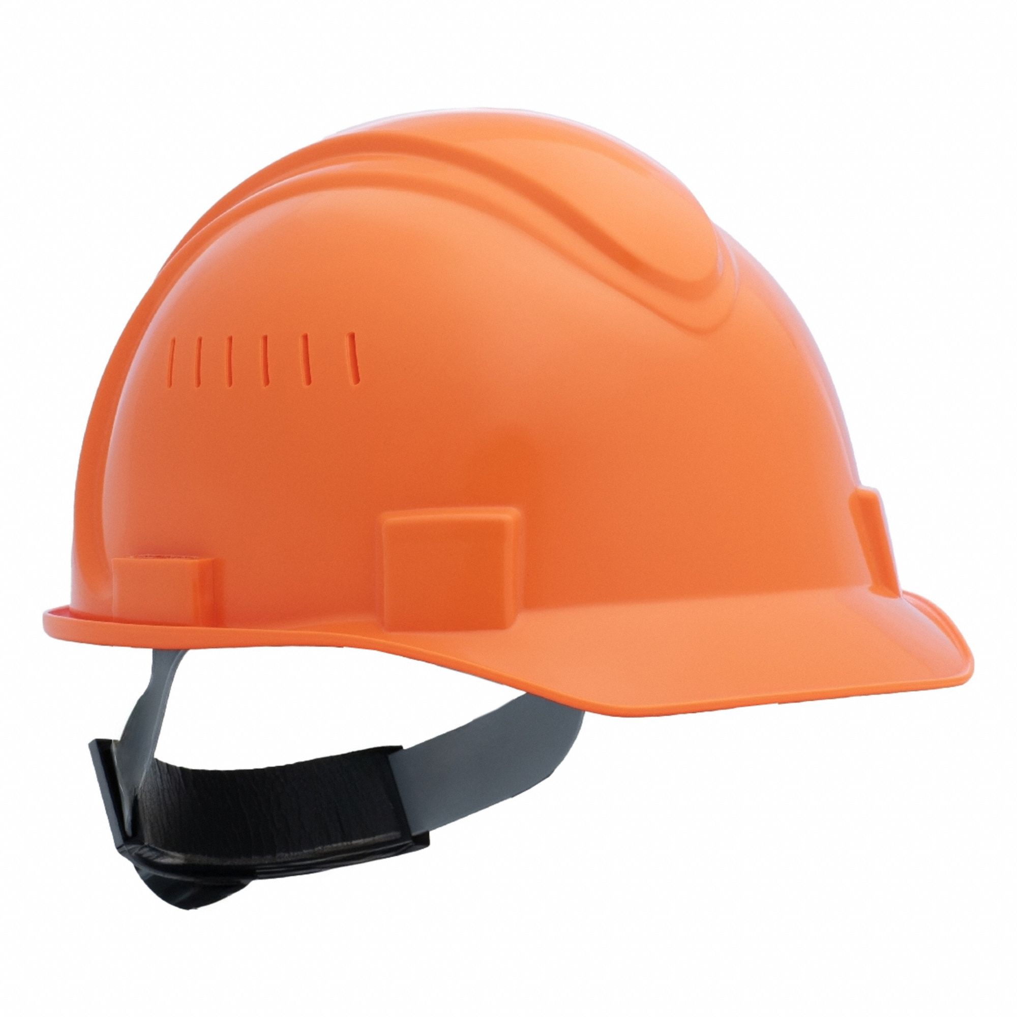 Hard Hat: Orange, No Graphics, Ratchet (4-Point), Ratchet, Polyethylene, Solid, Ratchet