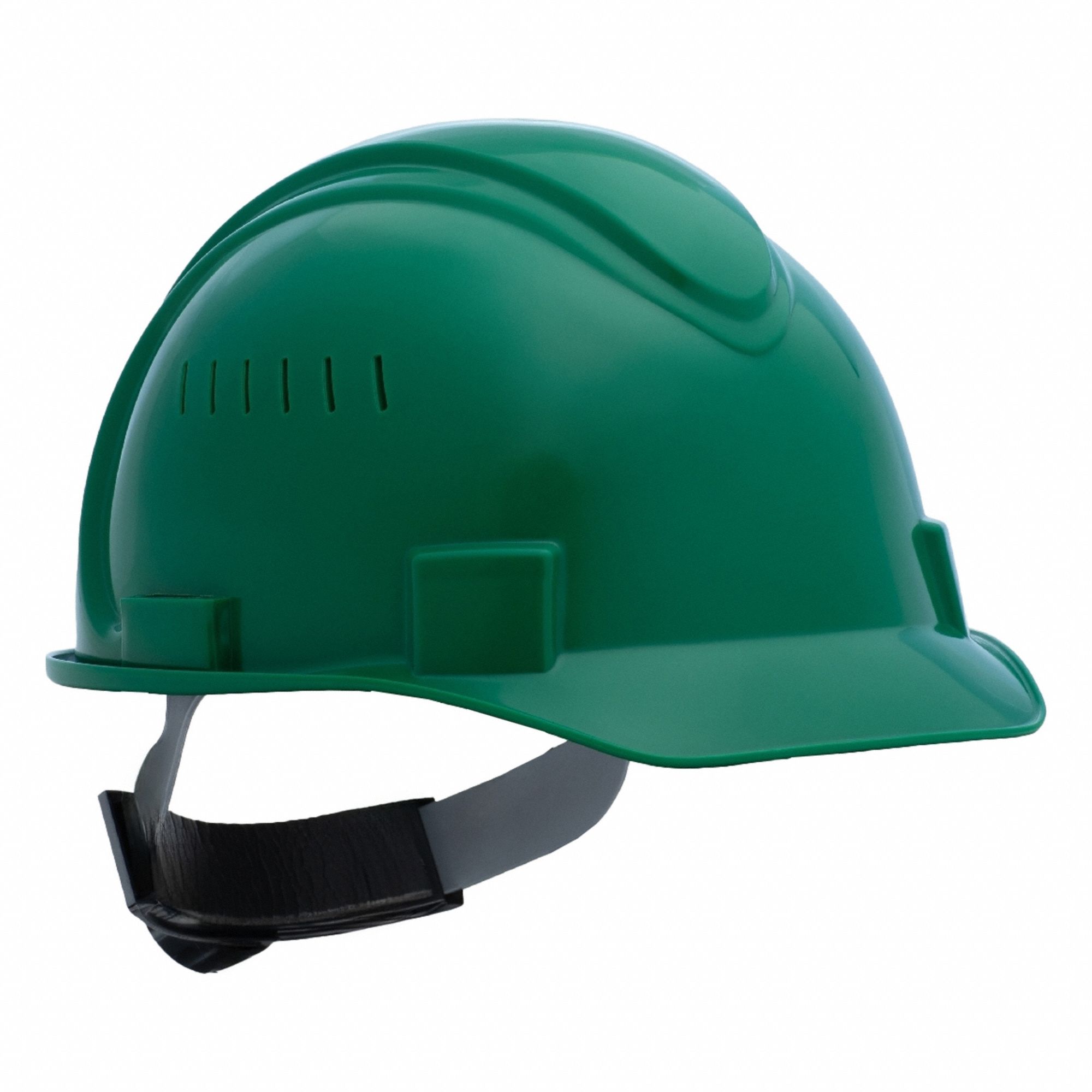 Hard Hat: Green, No Graphics, Ratchet (4-Point), Ratchet, Polyethylene, Solid, Ratchet, Green