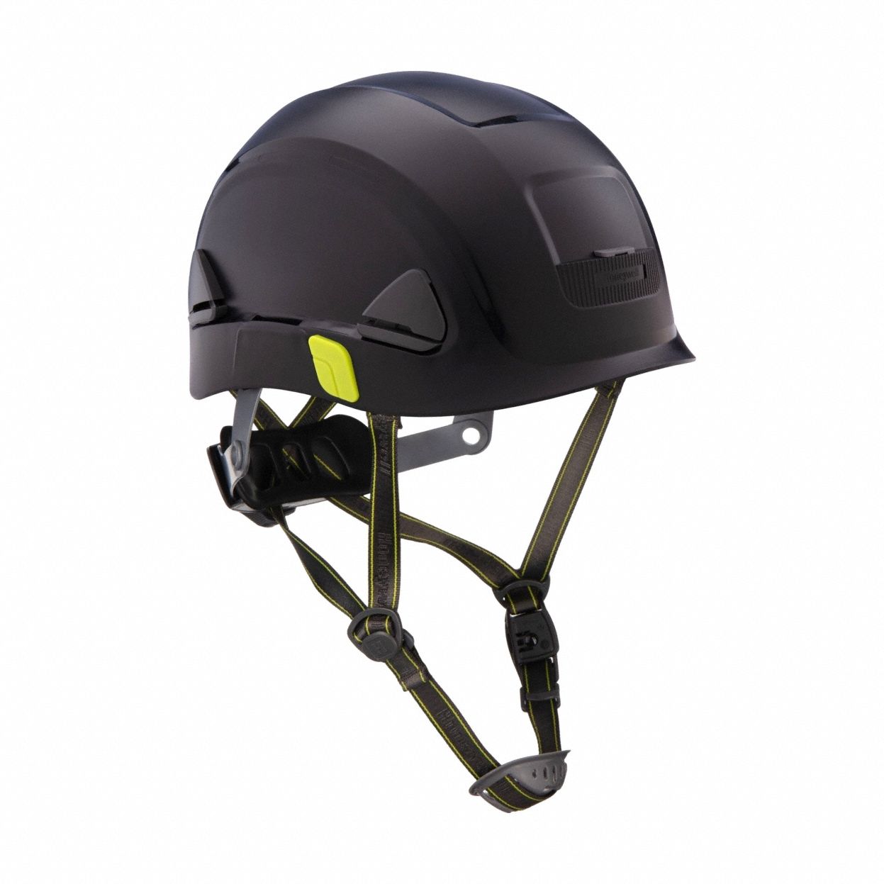 Climbing Helmet: Black, No Graphics, Ratchet (8-Point), Ratchet, Polyethylene, Side-Slots