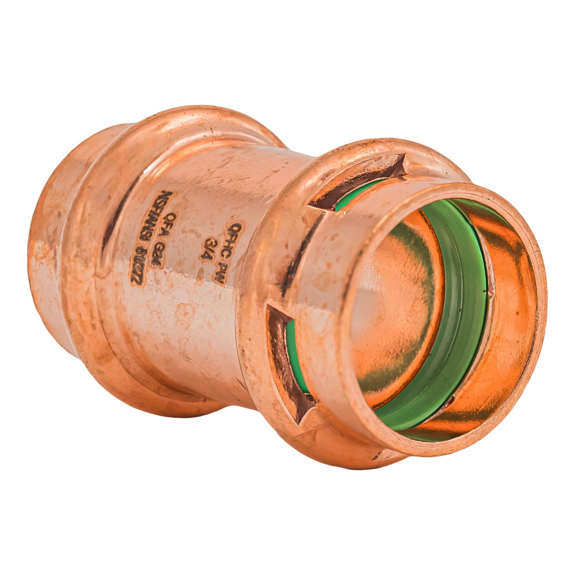 Press Copper Coupling No Stop: 3/4 in CTS x 3/4 in CTS size, No Center Stop