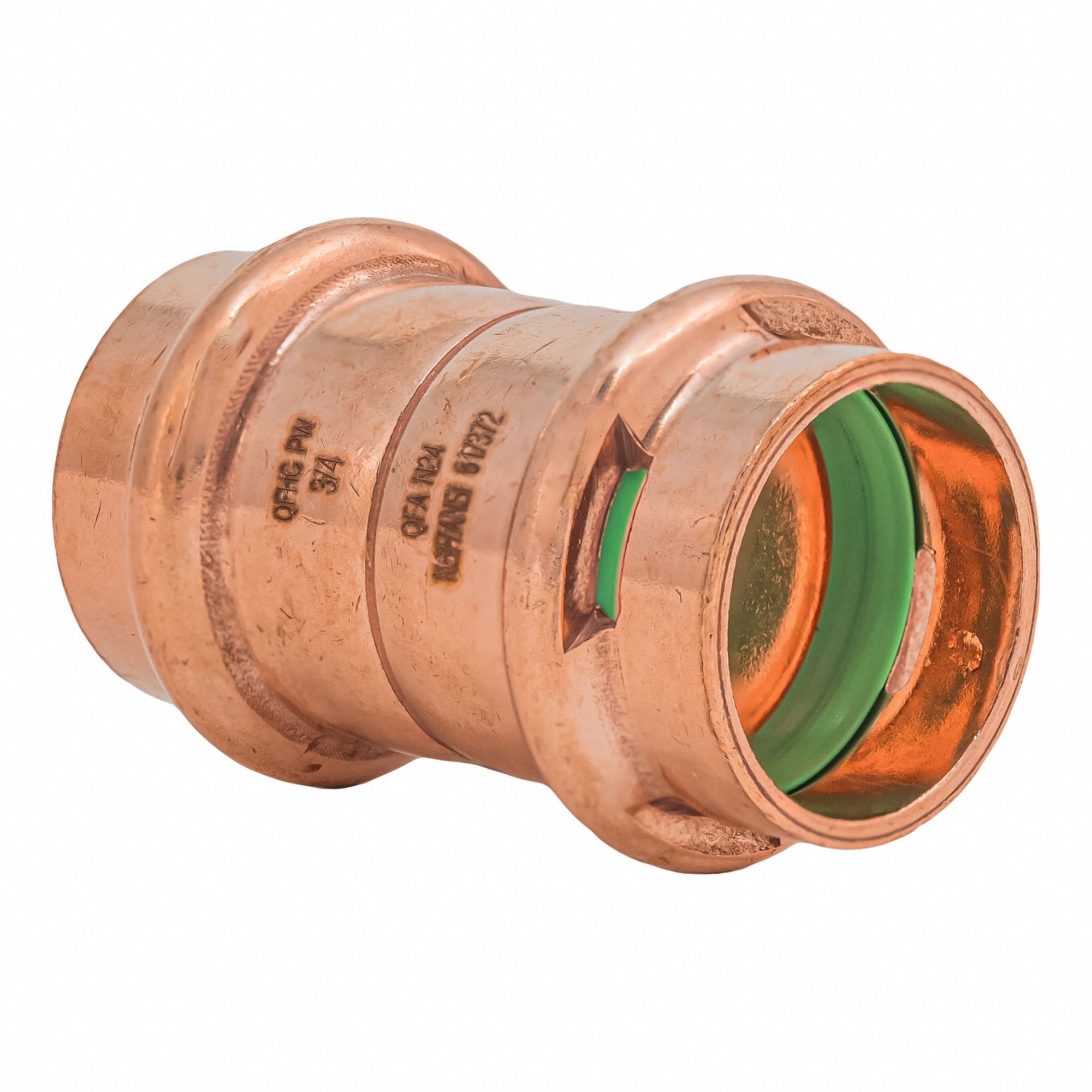 Press Copper Coupling with Stop: 3/4 in CTS x 3/4 in CTS size, Copper