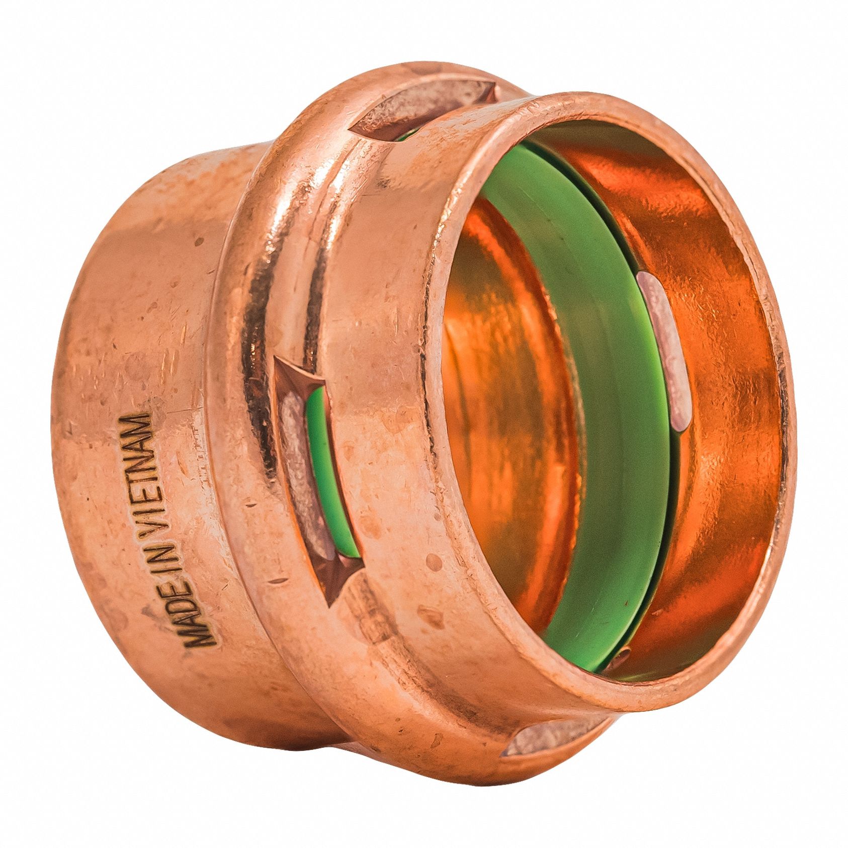 Press Copper Cap: 1 in CTS size, Press-fit, Copper, EPDM O-Ring