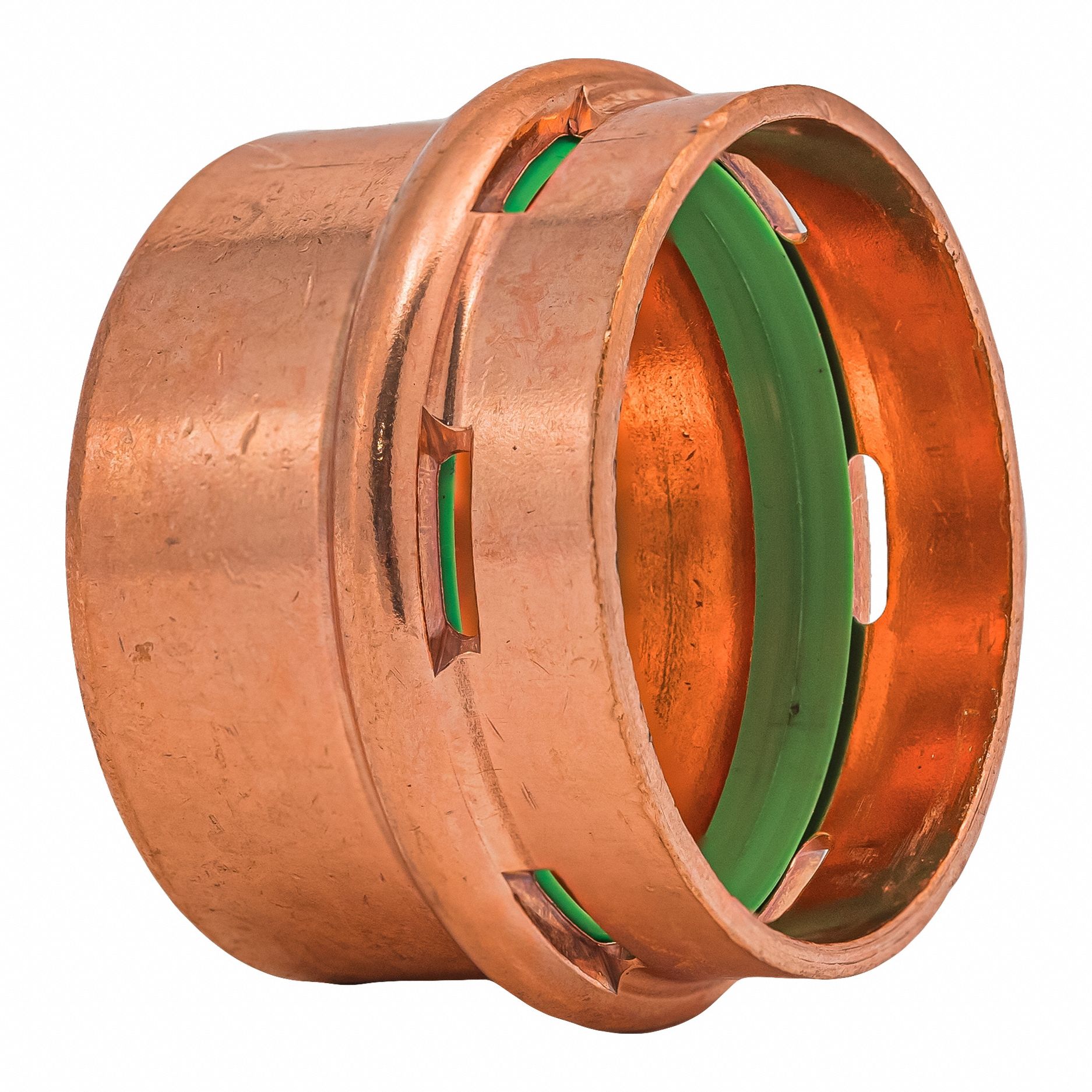 Press Copper Cap: 2 in CTS size, Press-fit, Copper, EPDM O-Ring