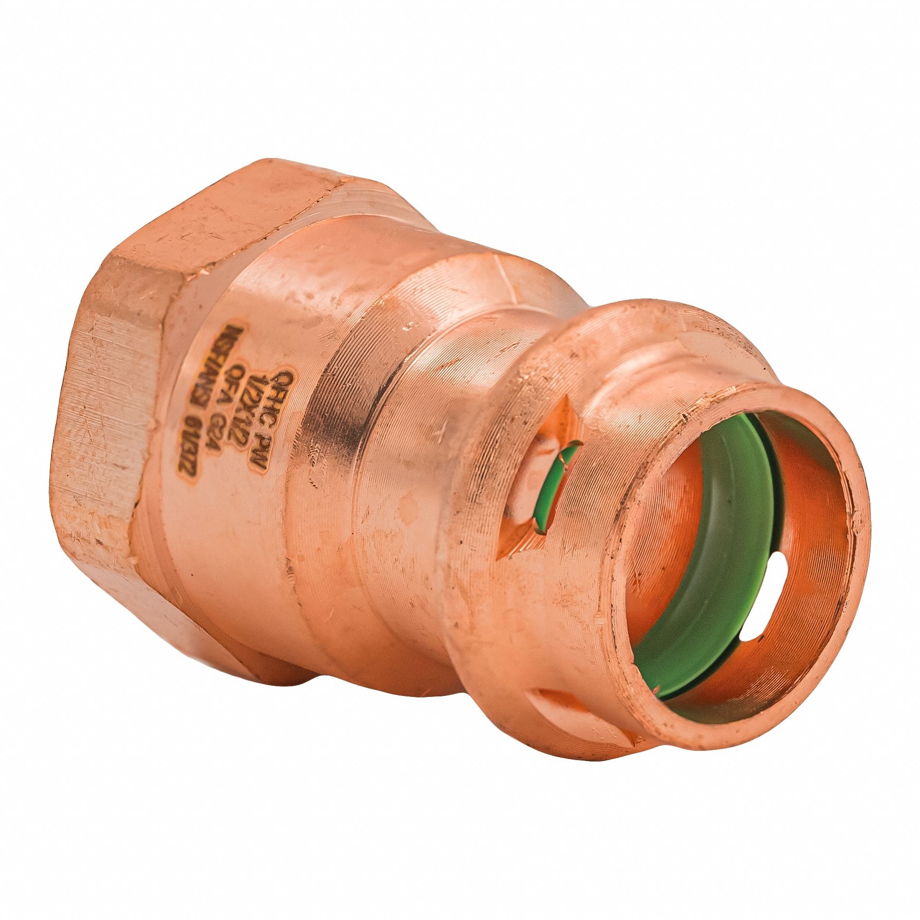Press Copper FNPT Adapter: 1/2 in CTS x 1/2 in Pipe size, Press-fit x FNPT
