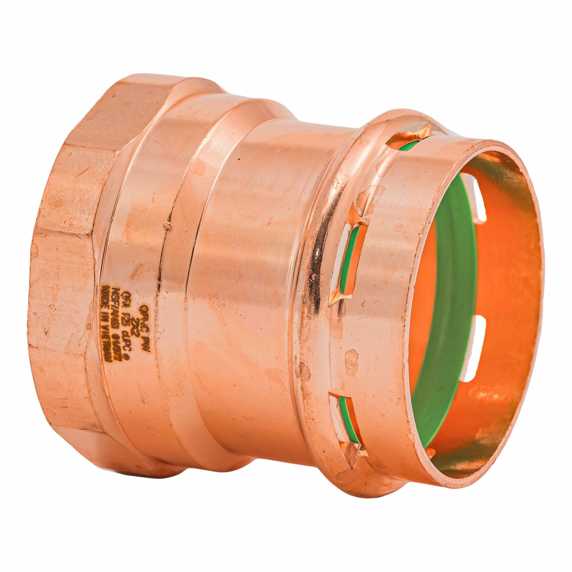 Press Copper FNPT Adapter: 2 in CTS x 2 in Pipe size, Press-fit x FNPT