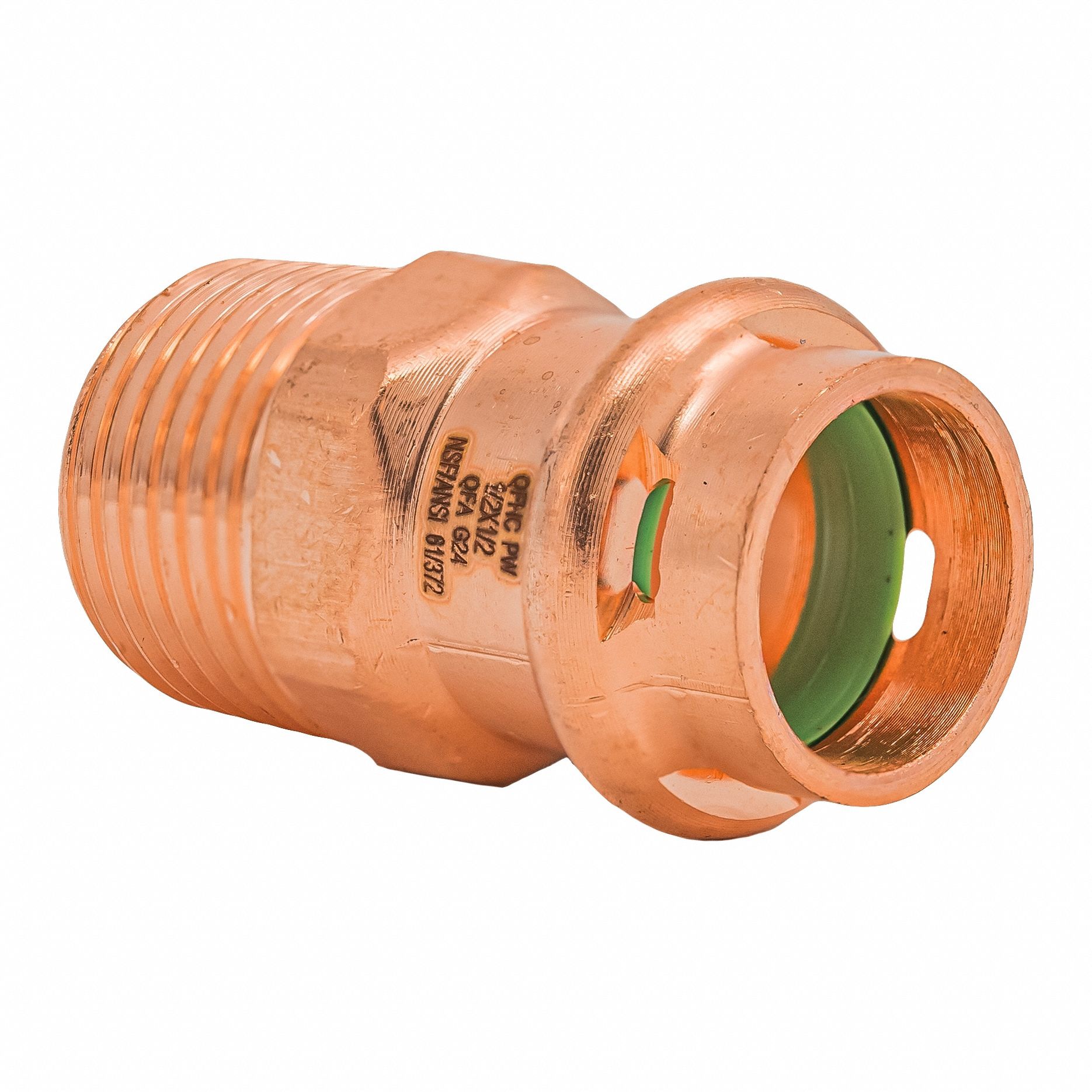 Press Copper MNPT Adapter: 1/2 in CTS x 1/2 in Pipe size, Press-fit x MNPT