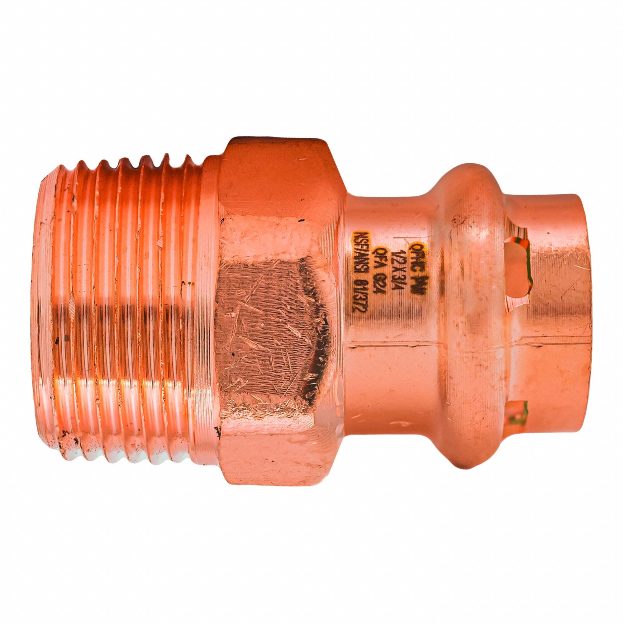 Crimp Adapter Fitting: 1/2 in CTS x 3/4 in Pipe size, Press-fit x MNPT