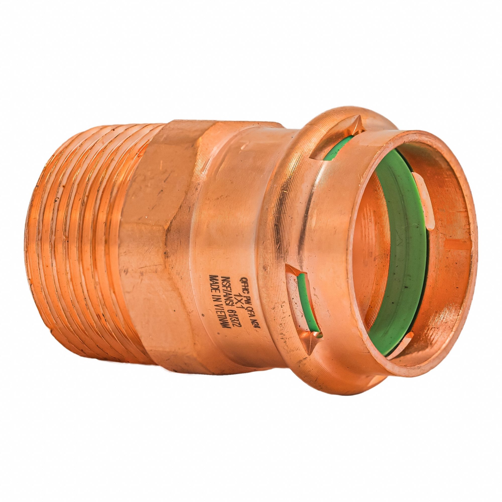 Press Copper MNPT Adapter: 1 in CTS x 1 in Pipe size, Press-fit x MNPT