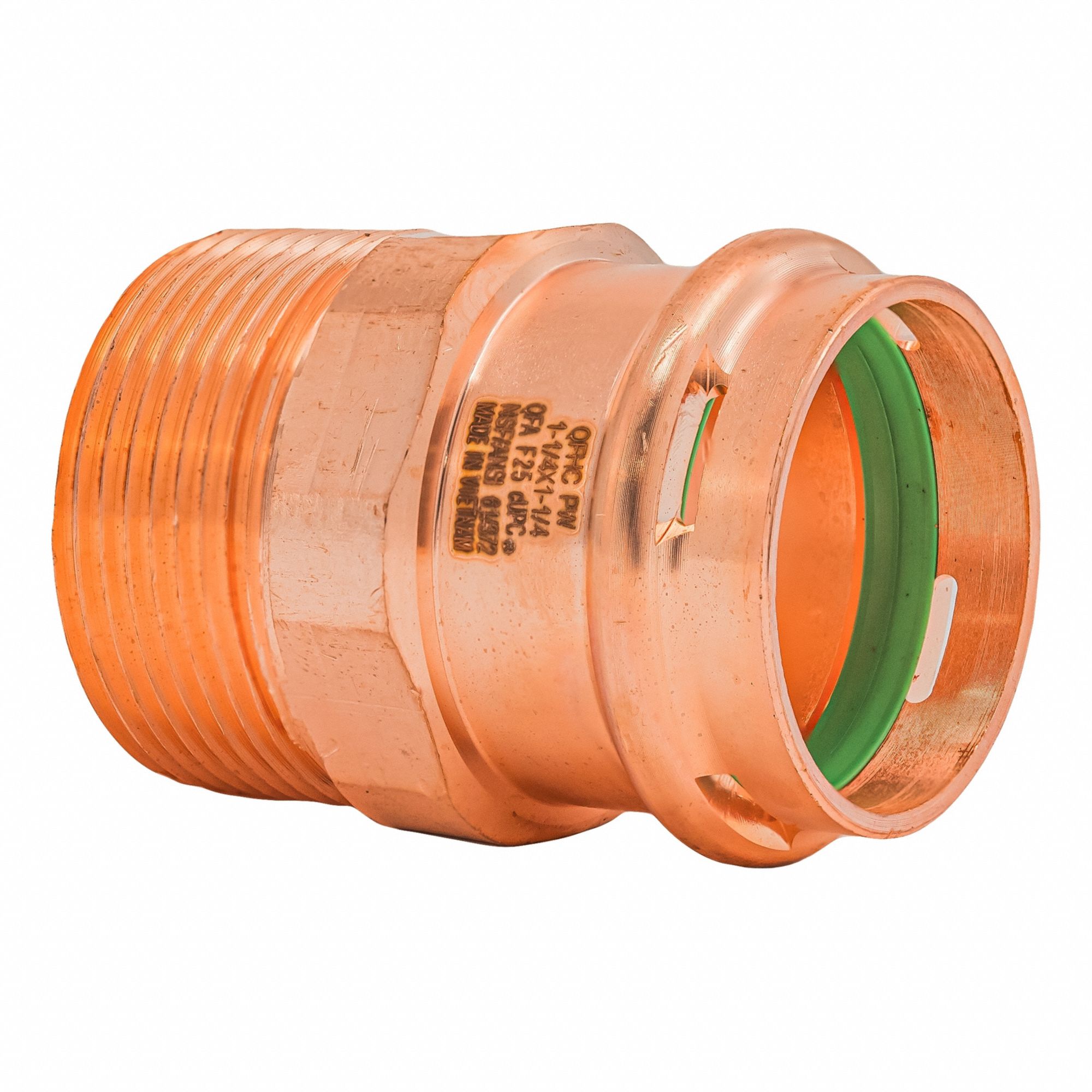 Press Copper MNPT Adapter: 1 1/4 in CTS x 1 1/4 in Pipe size, Copper