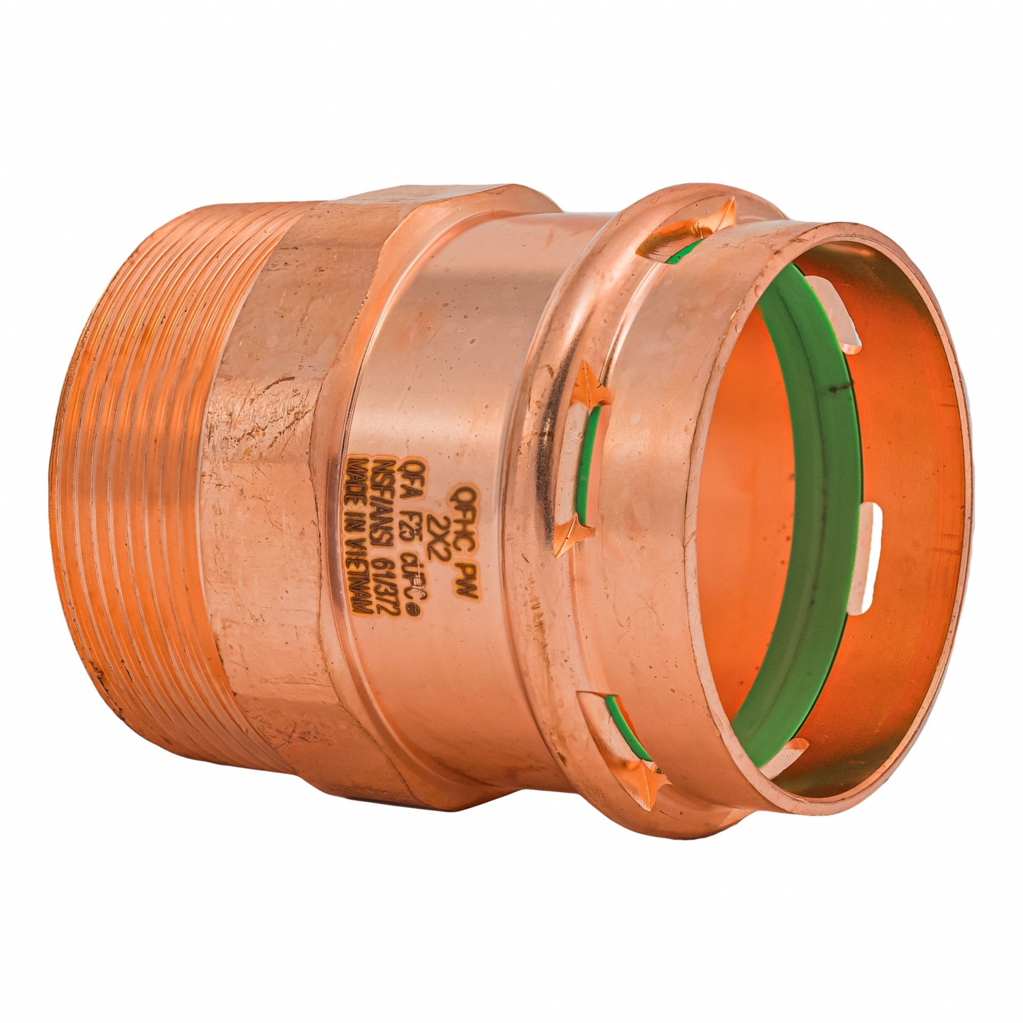 Press Copper MNPT Adapter: 2 in CTS x 2 in Pipe size, Press-fit x MNPT